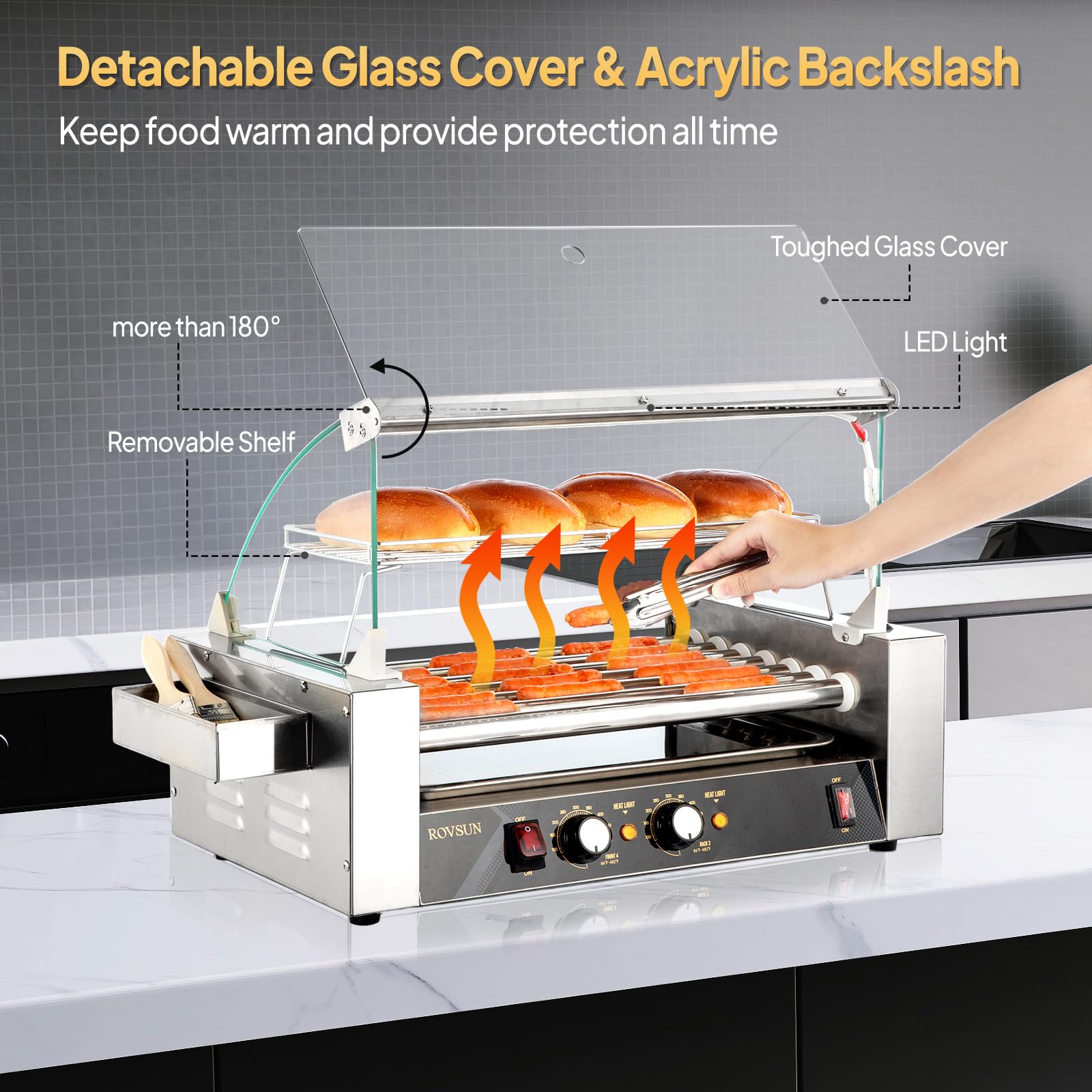 ROVSUN 18 Hot Dog Roller Grill with Cover