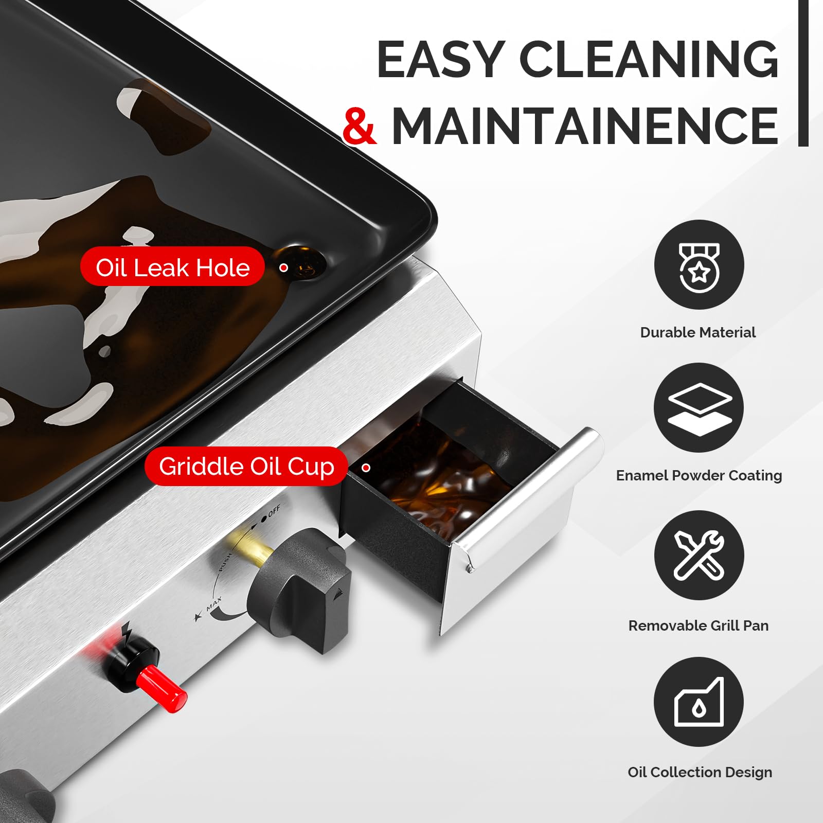 ROVSUN 2-Burner 20,000 BTU Portable Rolling Propane Outdoor Griddle with Stand