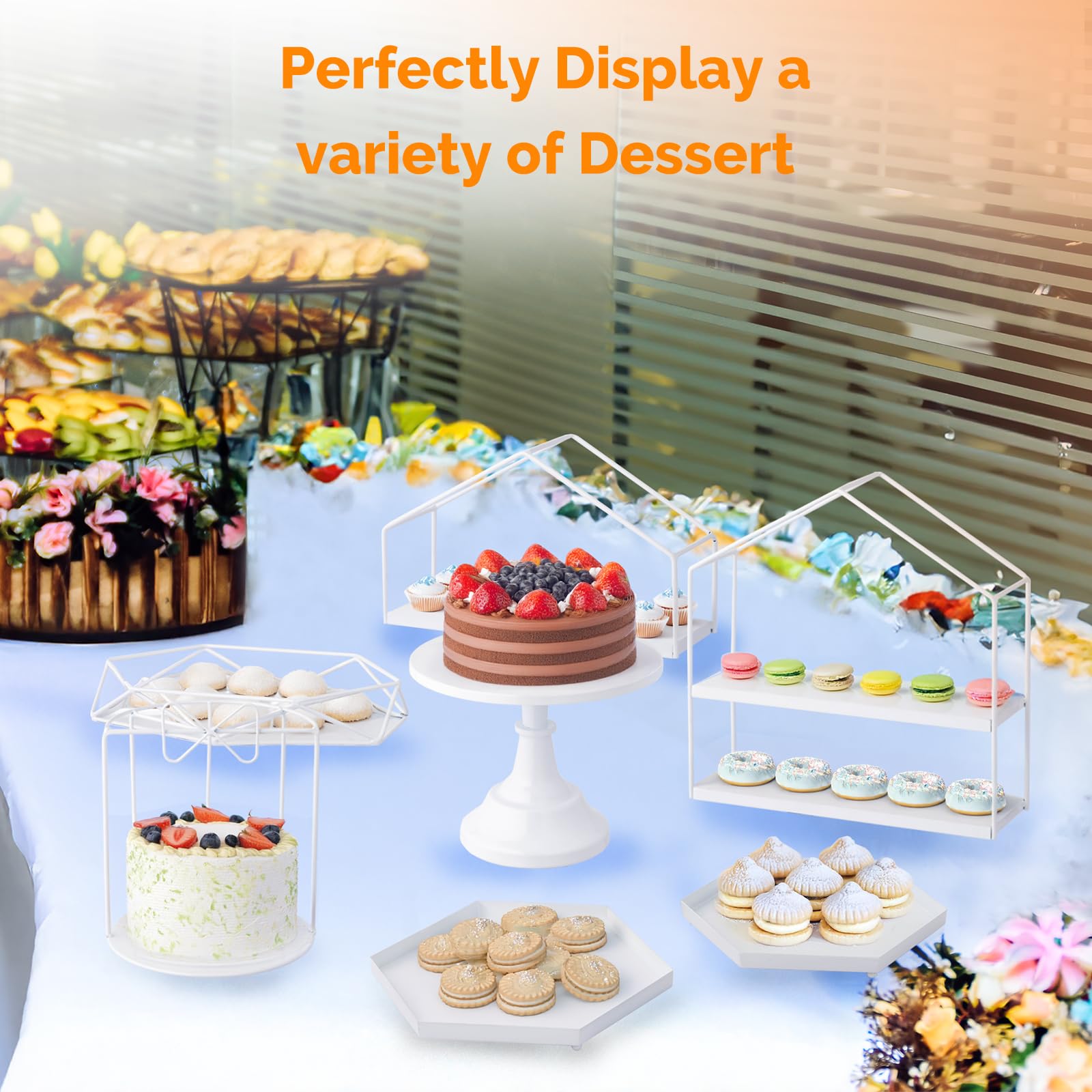 ROVSUN 7 PCS White Cake Stand Set