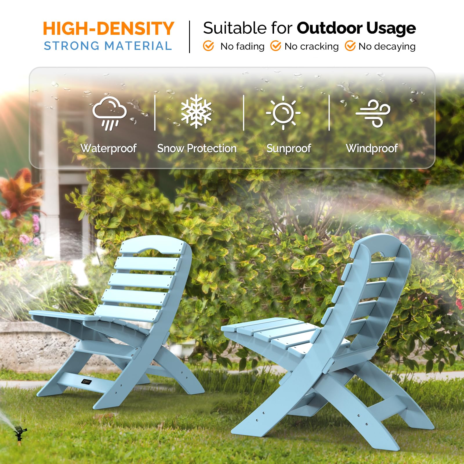 Portable Plastic Folding HDPE Adirondack Chair Blue