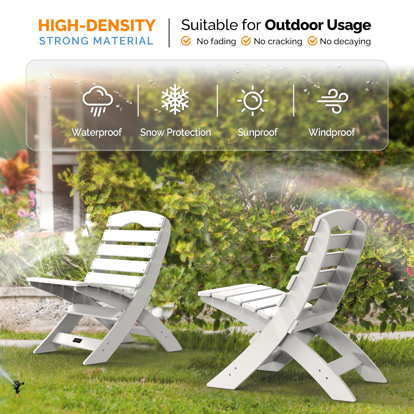 Portable Plastic Folding HDPE Adirondack Chair White