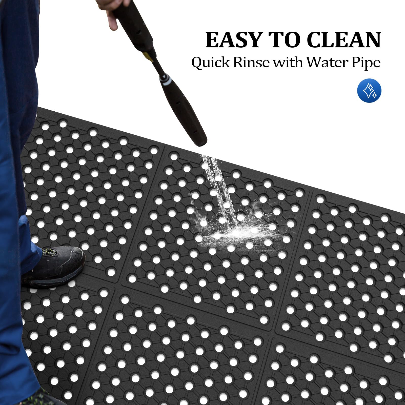 ROVSUN 36'' x 83''(3 x 7 FT) Rubber Floor Mat Anti-Fatigue Non-Slip with Holes