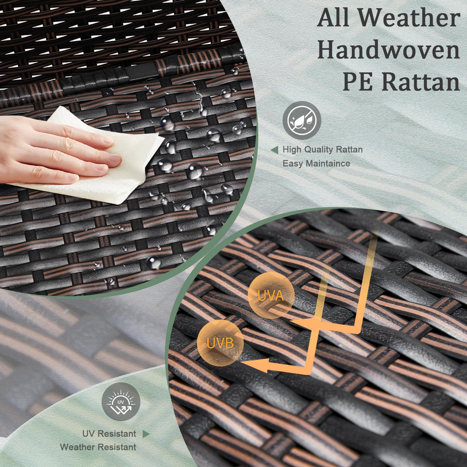 27 Gallon Rectangular Outdoor Wicker Side Table with Storage