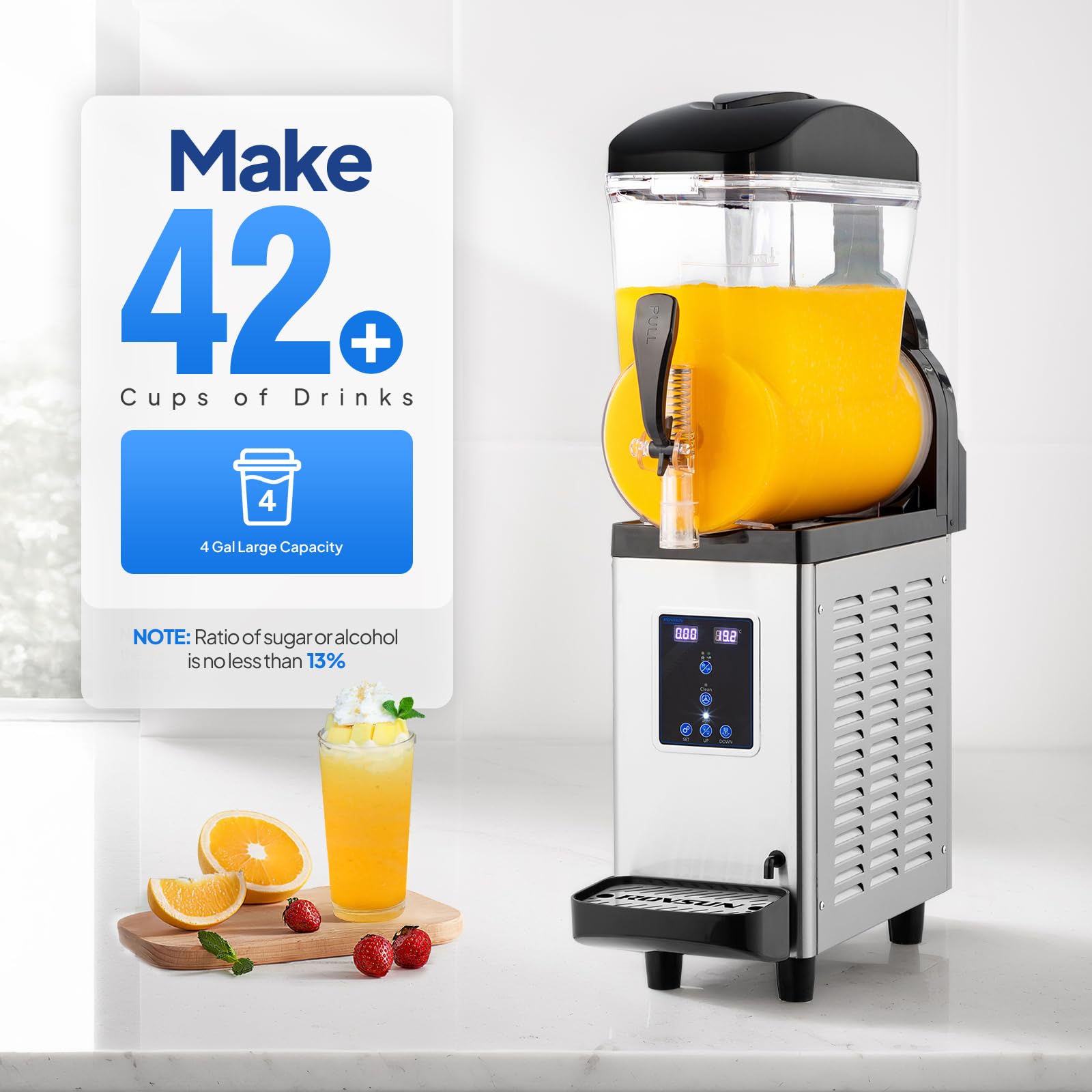 ROVSUN 4 Gallon 1 Tank 430W 110V Commercial Slushy Machine