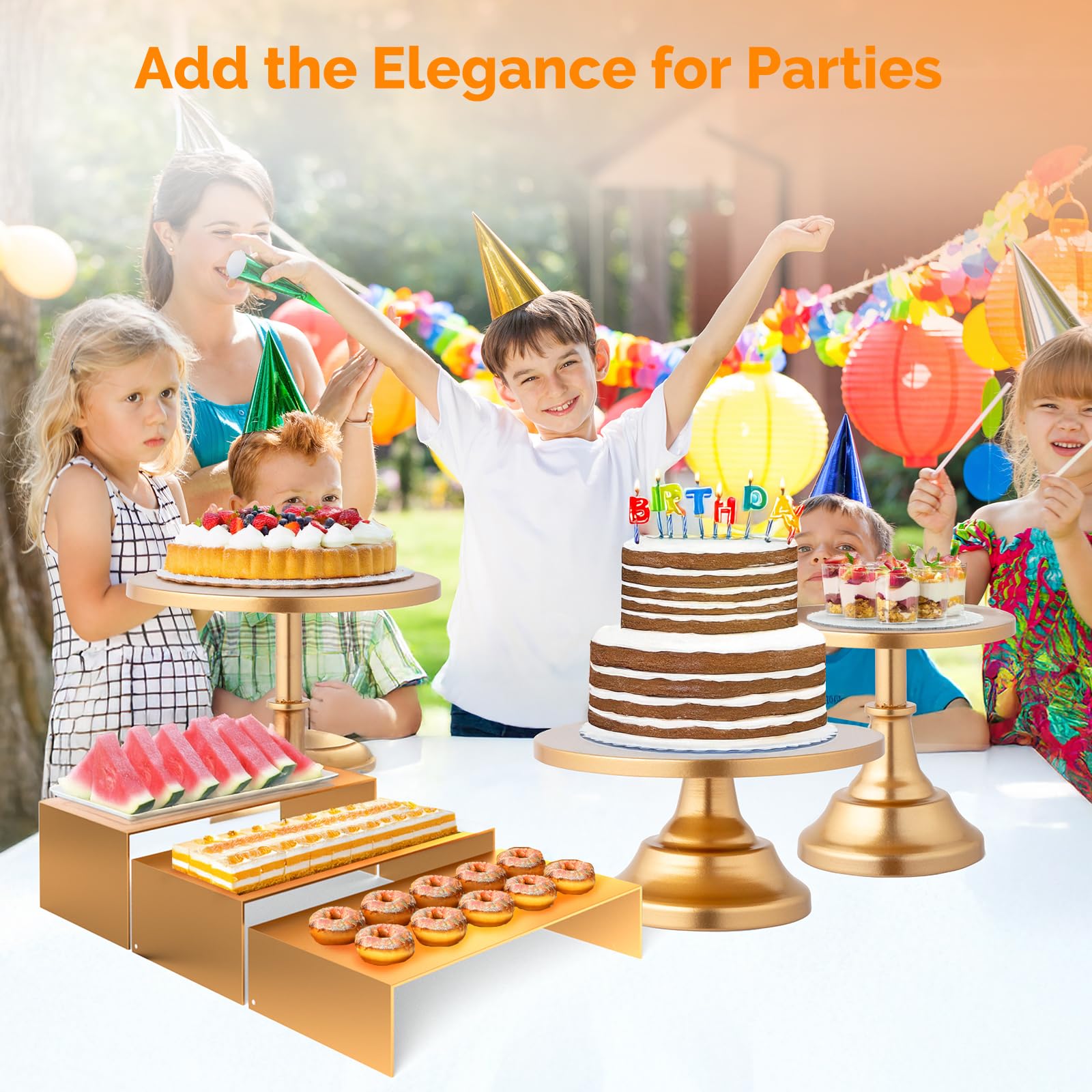 ROVSUN 8 PCS Gold Cake Stand Set