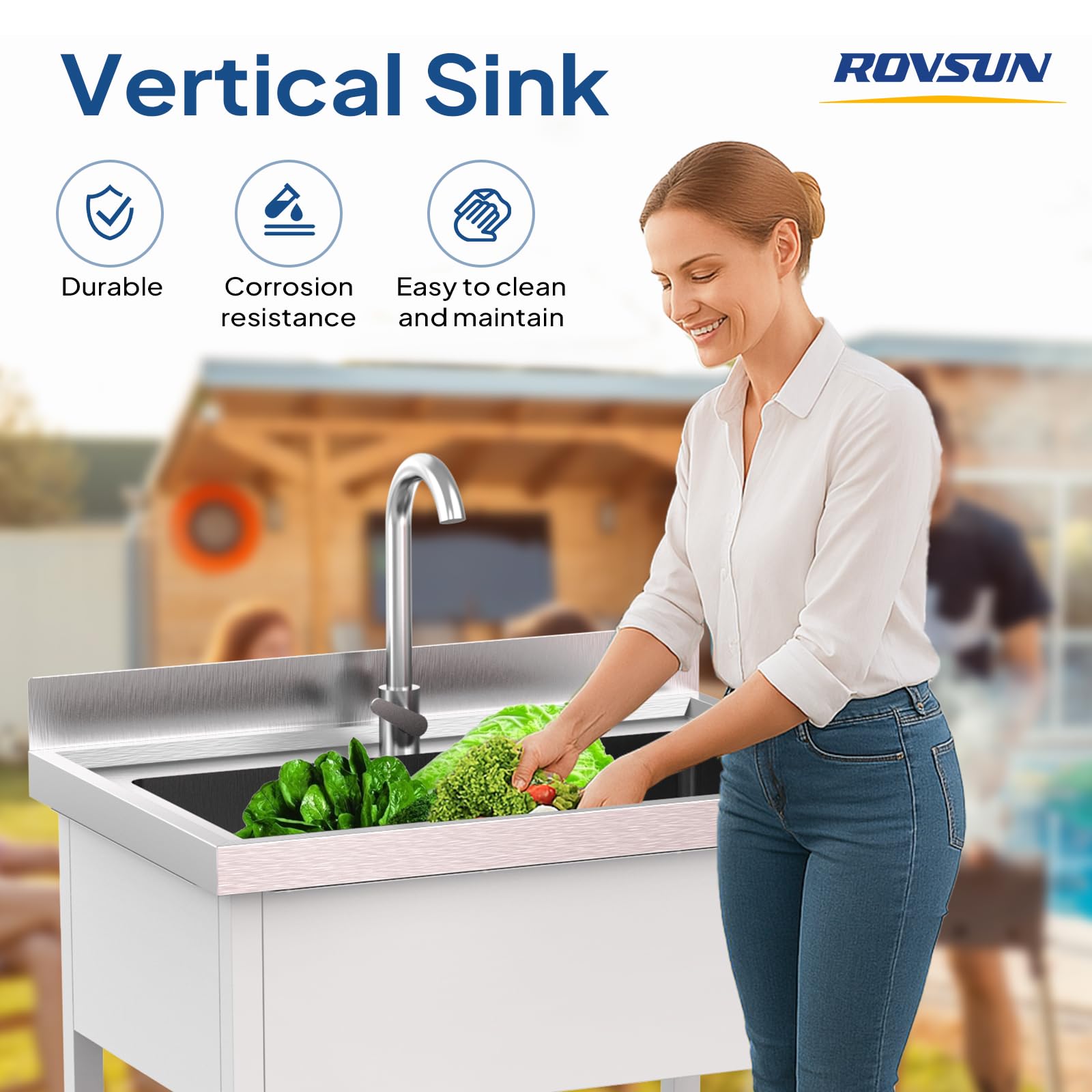 ROVSUN 28" x 19" One Bowl Stainless Steel Sink with Faucet