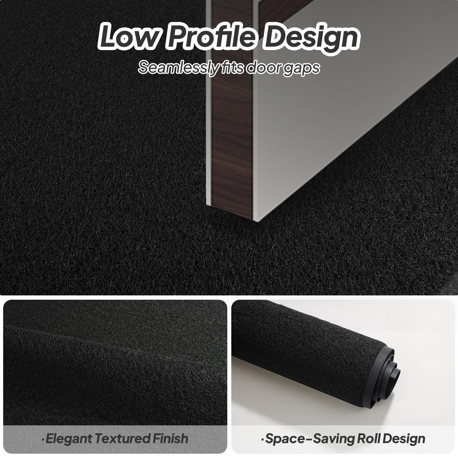 ROVSUN 59" × 35" Front Door Mat Non-Slip Black