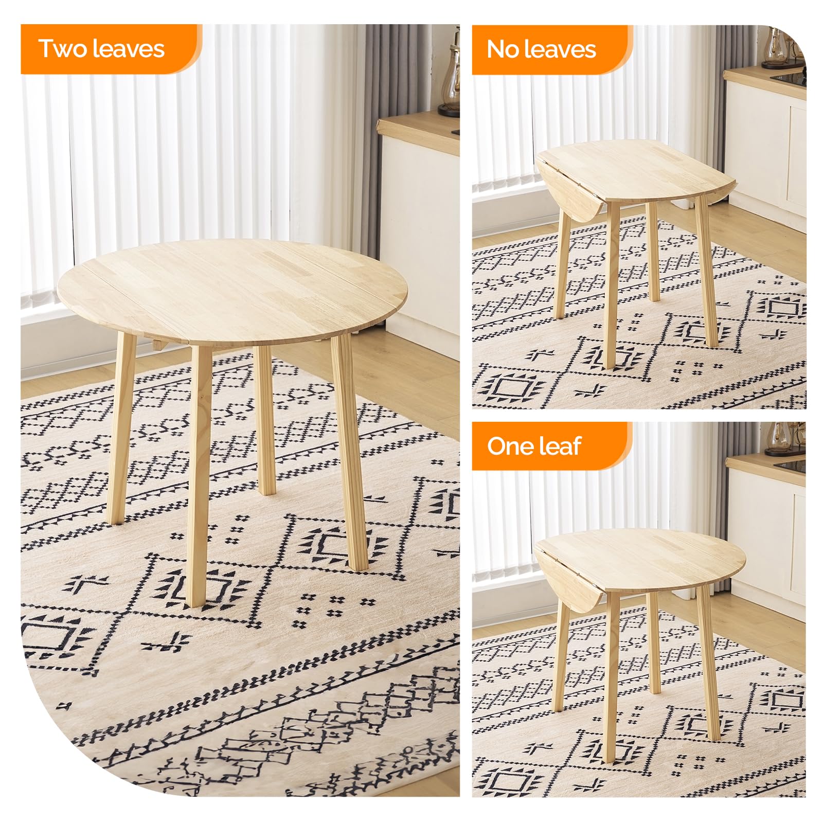 35" Solid Wood Drop Leaf Dining Room Desk Light Oak