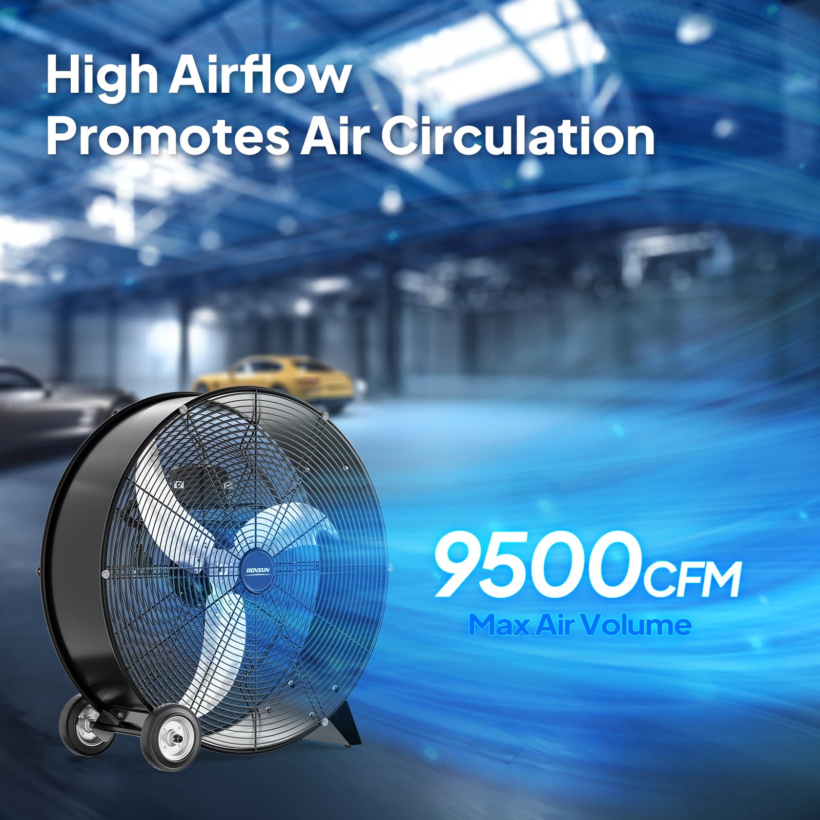 ROVSUN 24" 130W 110V Black Drum Fan