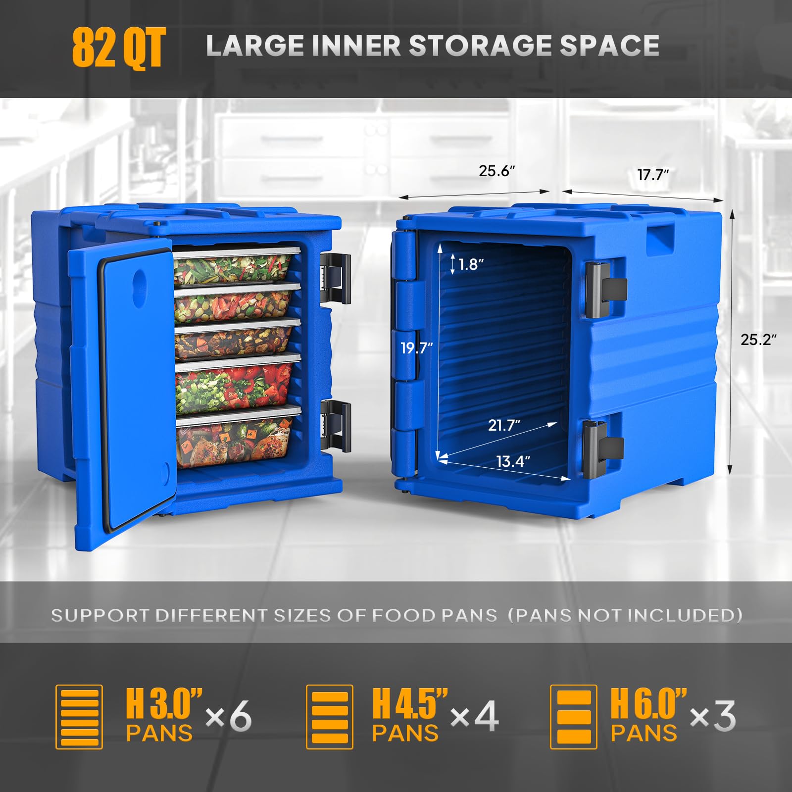 ROVSUN 82 QT Insulated Food Pan Carrier with Wheels Blue