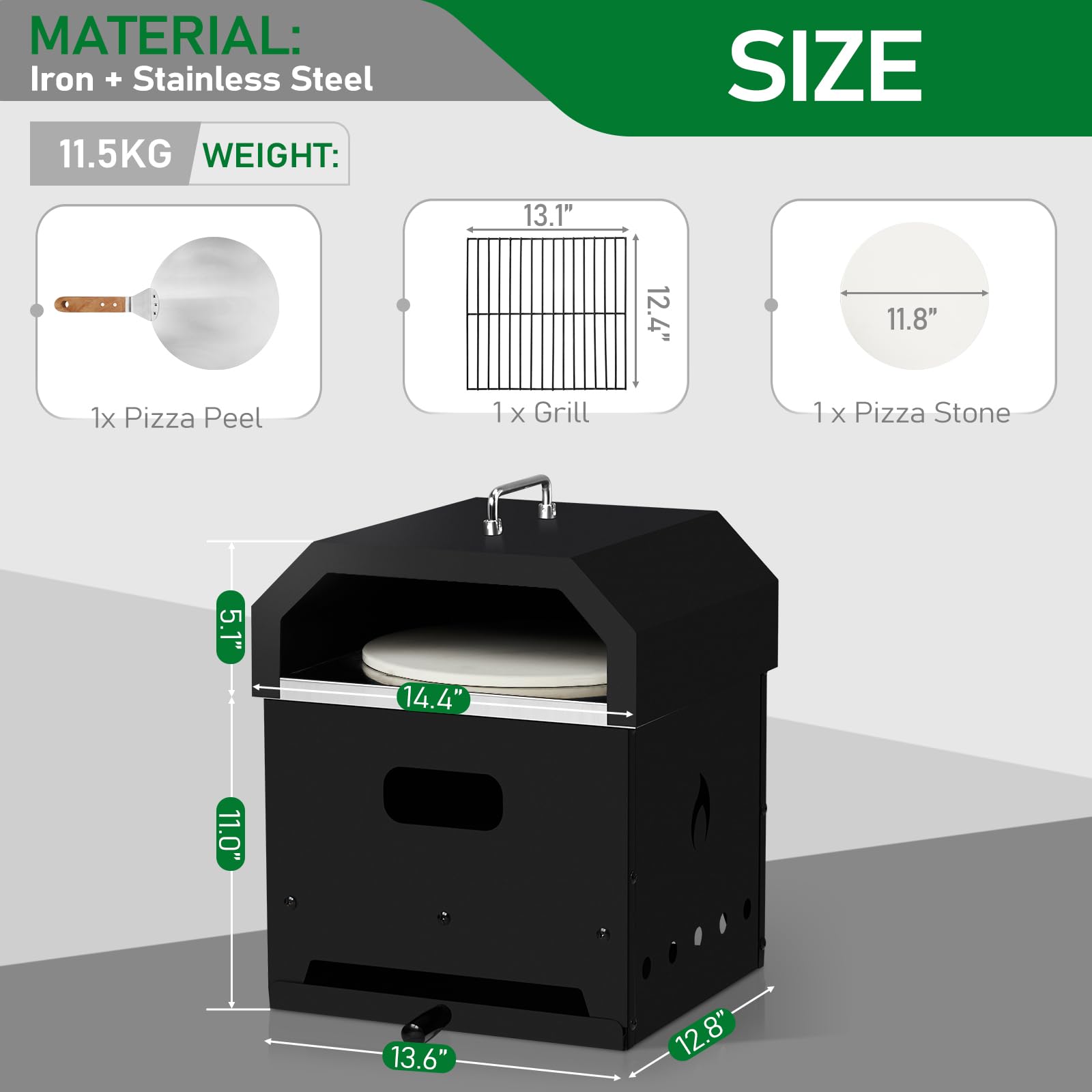 ROVSUN 4-in-1 12" Pizza Oven Included Pizza Stone