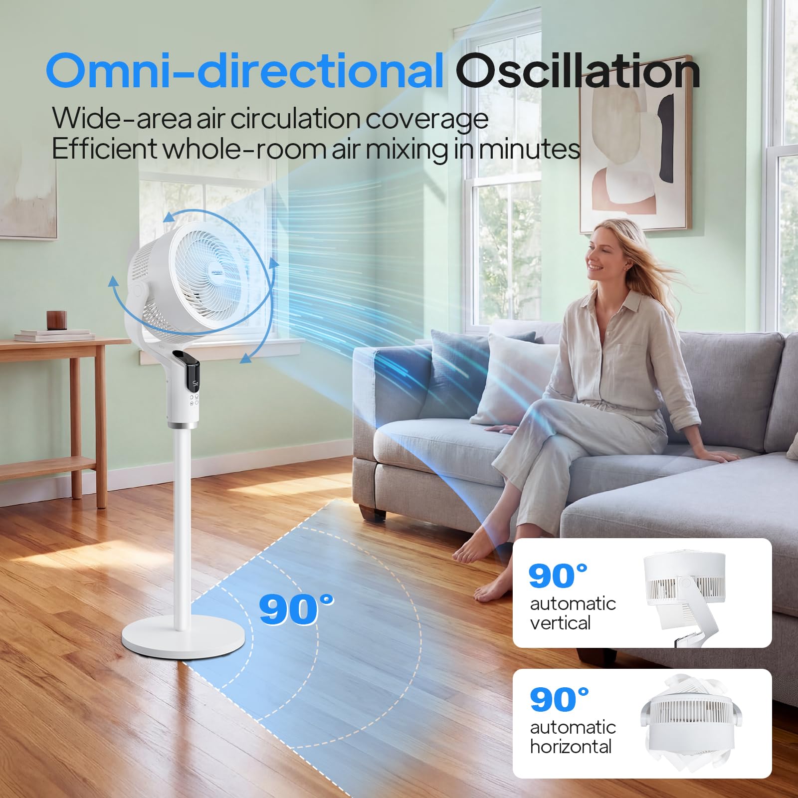ROVSUN 43" 40W 110V Industrial Pedestal Fan White