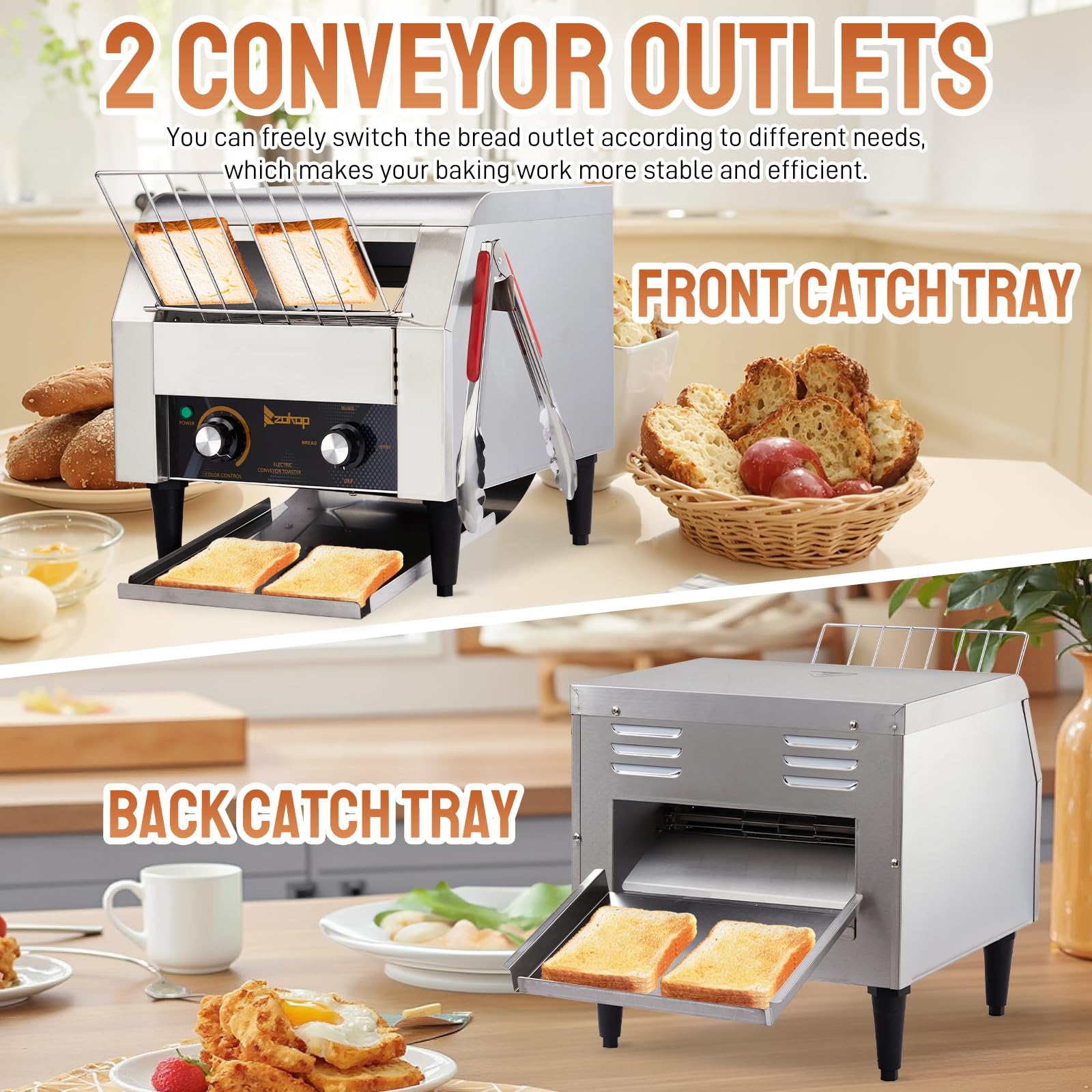 14.4" 1700W 110V Commercial Conveyor Toaster with 300 Slices/Hour
