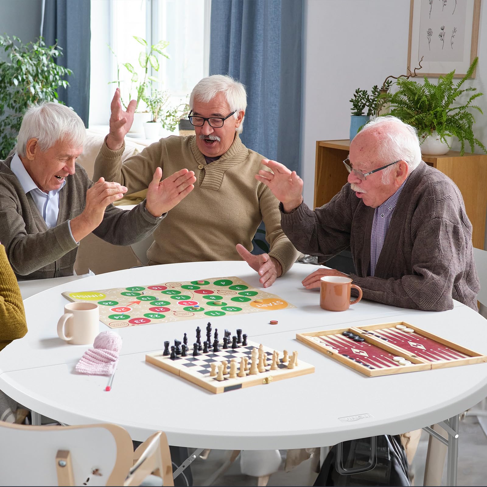 60" Round Bi-Folding Portable Plastic Dining Card Table