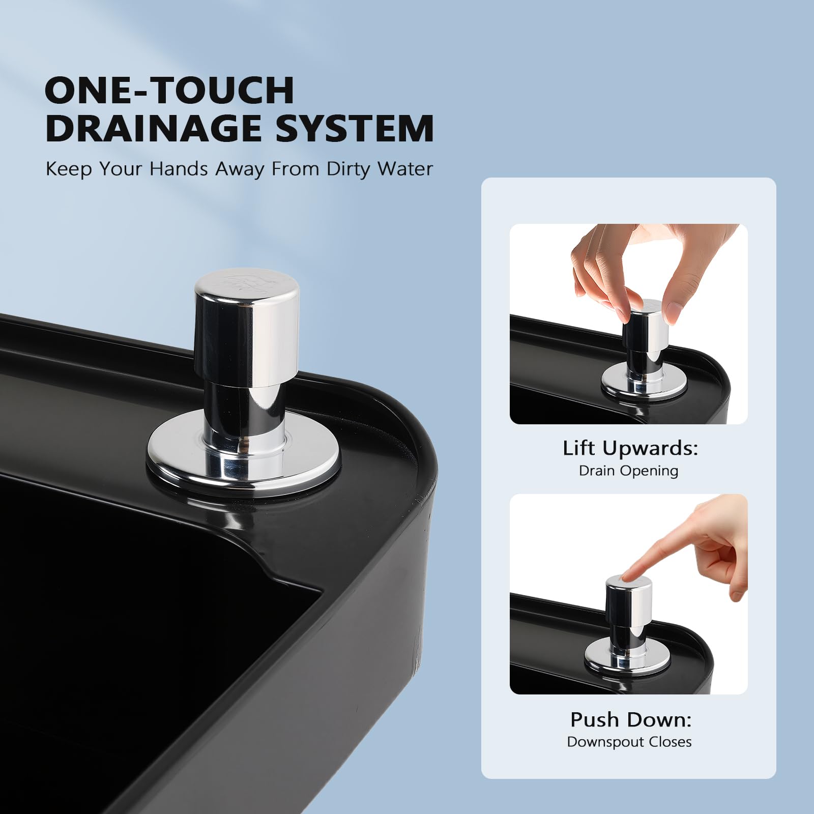 ROVSUN 20" X 19" Plastic Floor Mop Slop Sink on Wheels Black