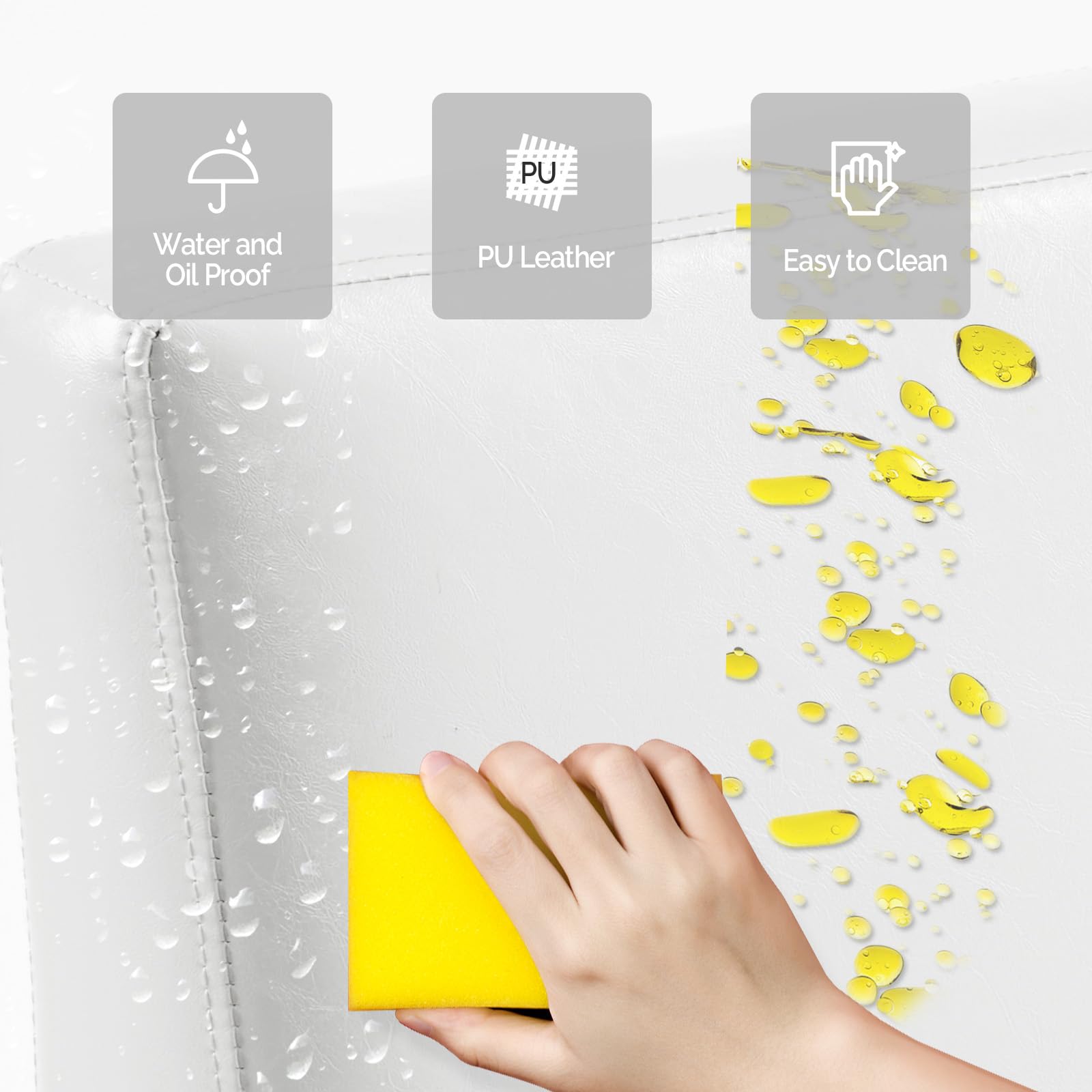 59.1" Waiting Chair Bench Seating Faux Leather with Backrest White