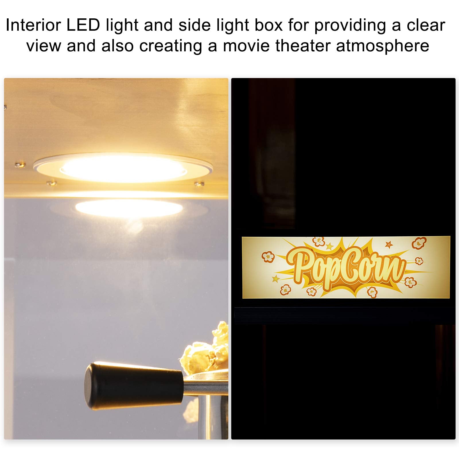 ROVSUN 8 oz Black Popcorn Machine with Cart