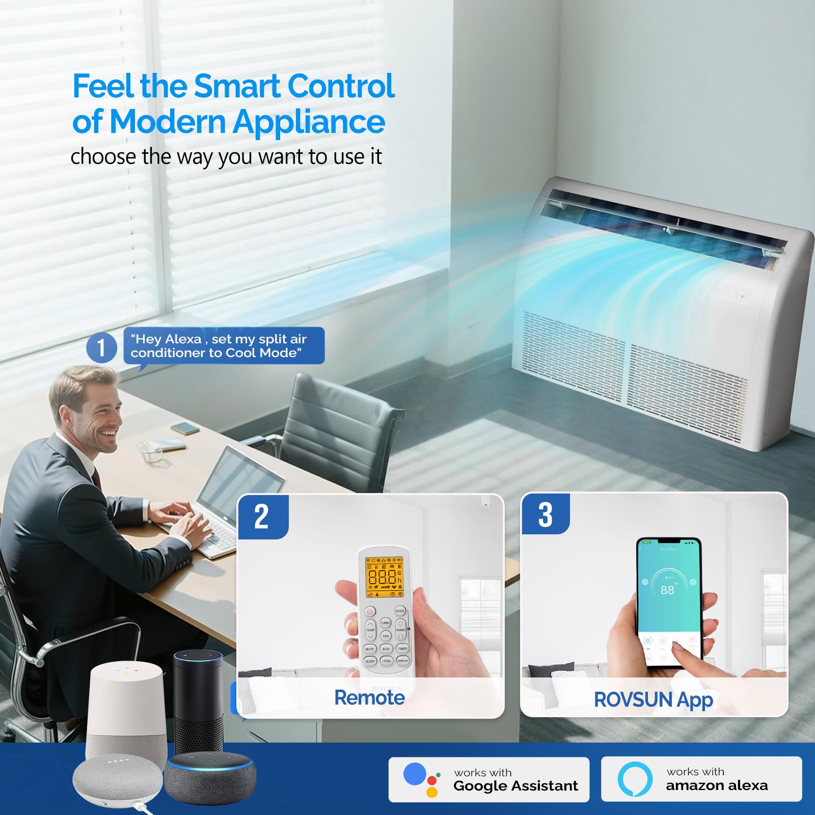 ROVSUN 22,200 BTU 23 SEER2 230V Floor Ceiling Mini Split with Heat Pump & Install Kit