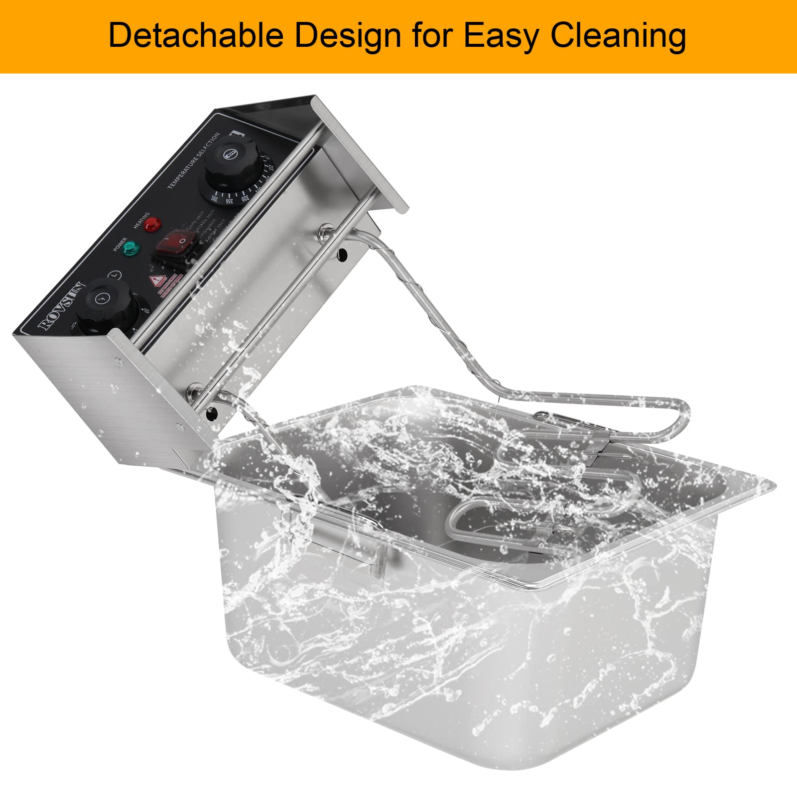 ROVSUN 11.4 QT 110V 2500W Single Tank Electric Deep Fryer with Timer