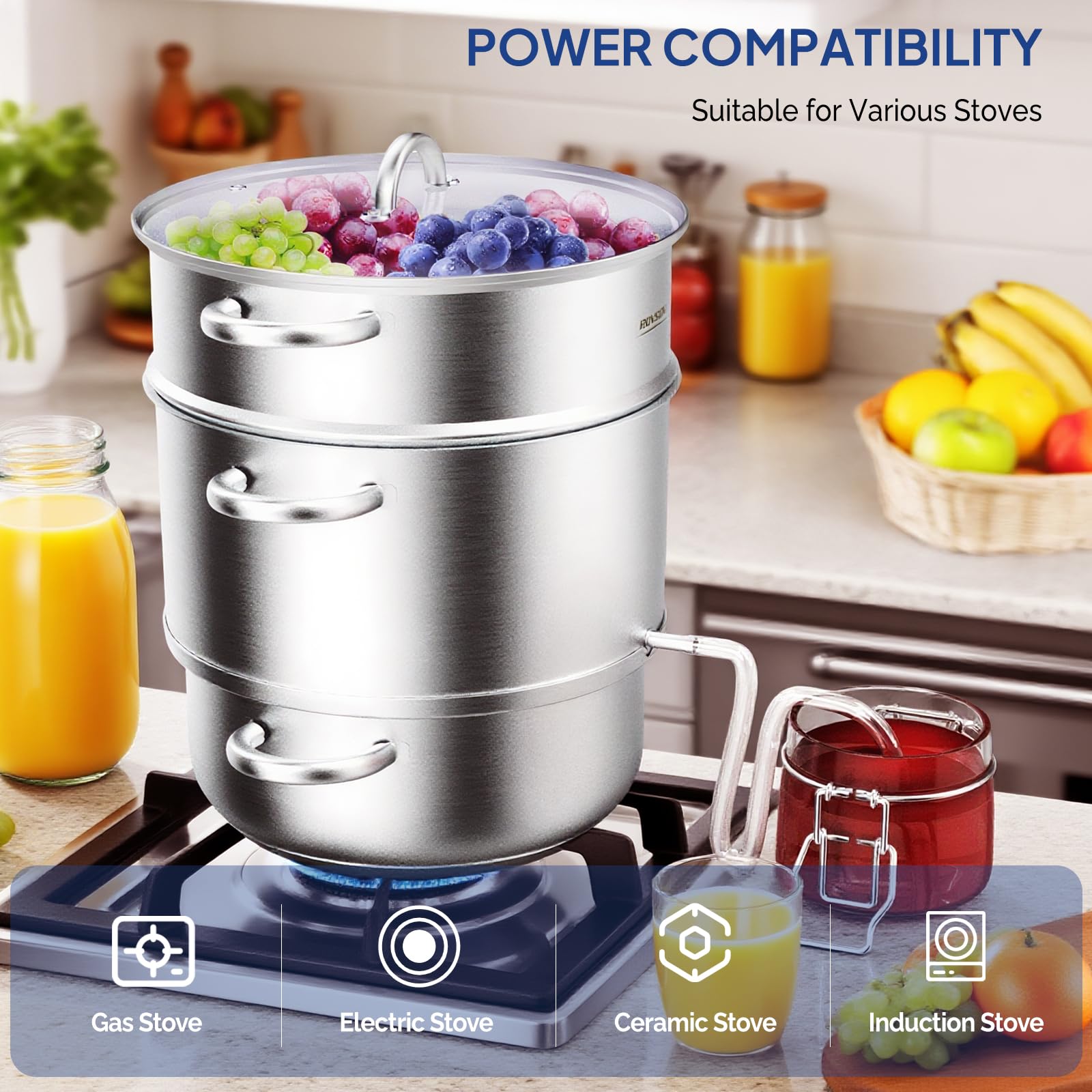 ROVSUN 5 QT Stainless Steel Juice Steamer Pot