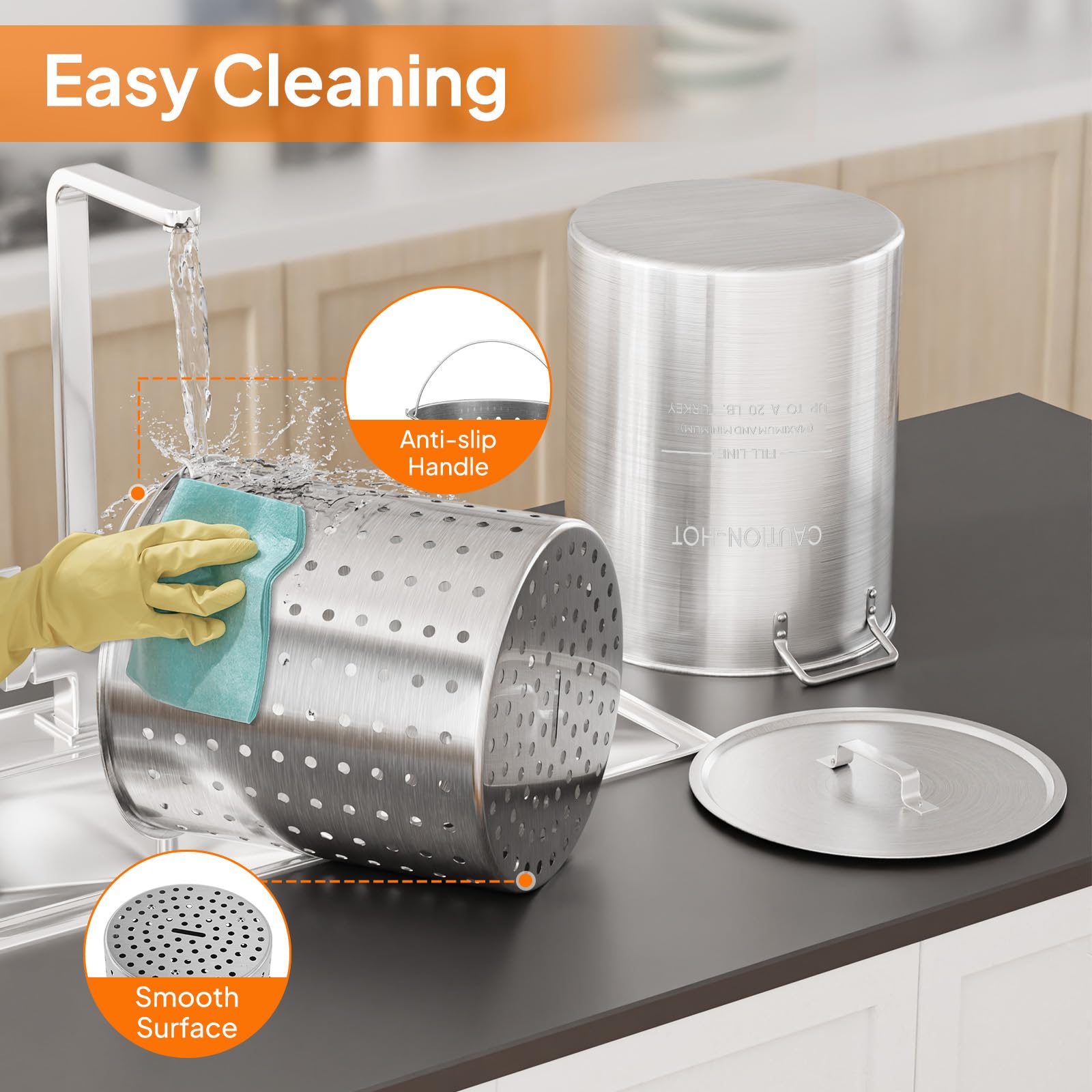 ROVSUN 30 QT Aluminum Stock Pot with Basket