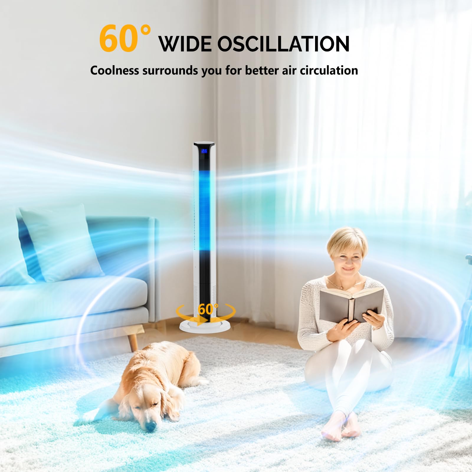 ROVSUN 42" 65W 110V Tower Fan with 3 Speeds