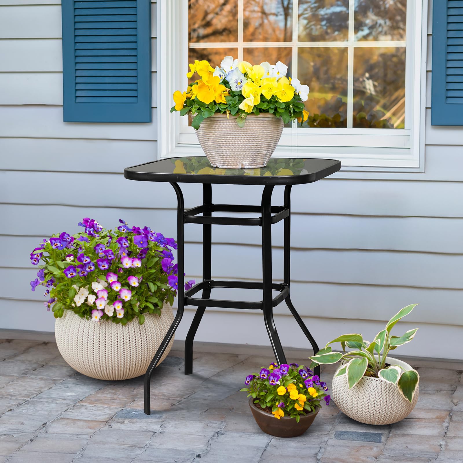 40" Outdoor Patio Bar Height Table Black