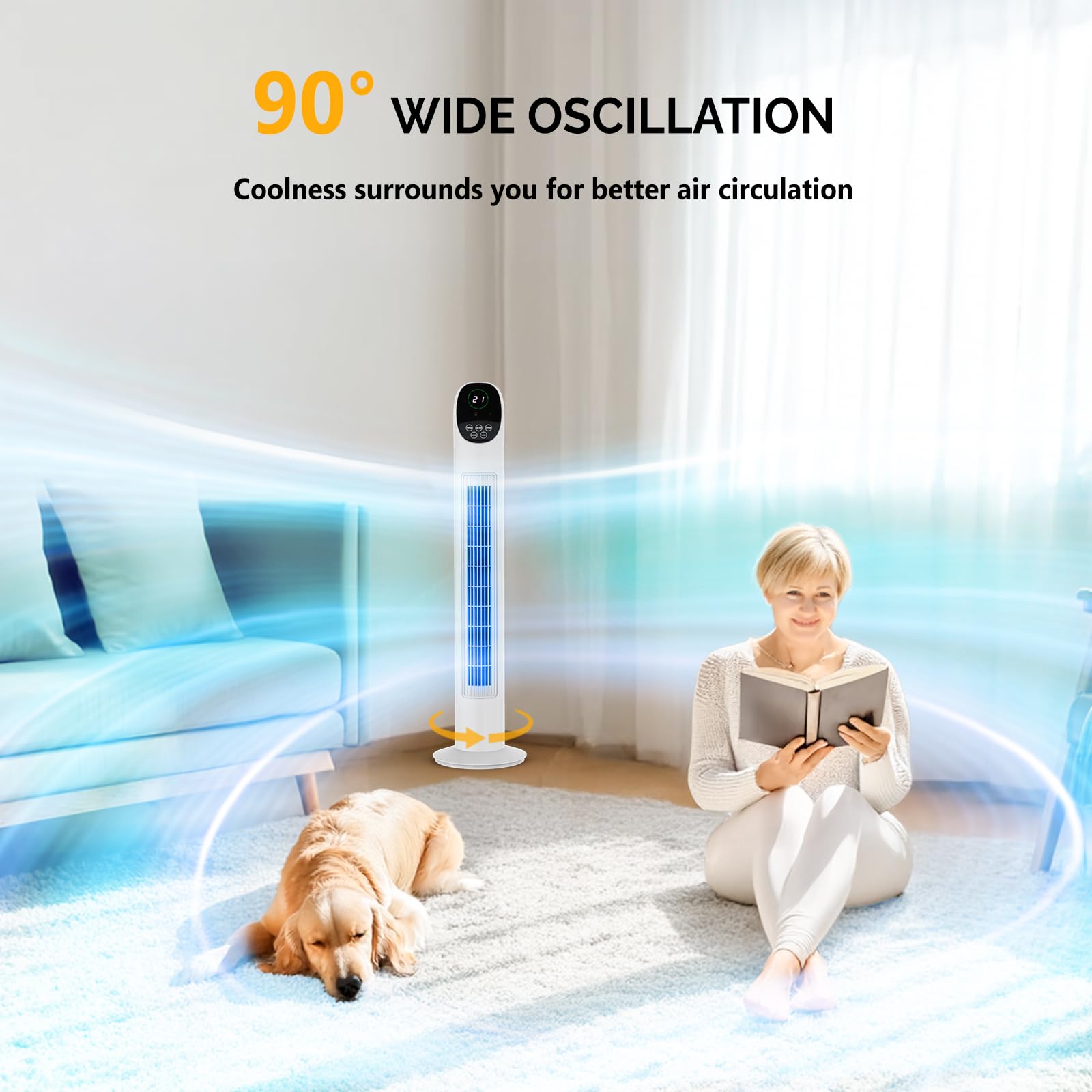 ROVSUN 34" 50W 110V Tower Fan with 3 Speeds