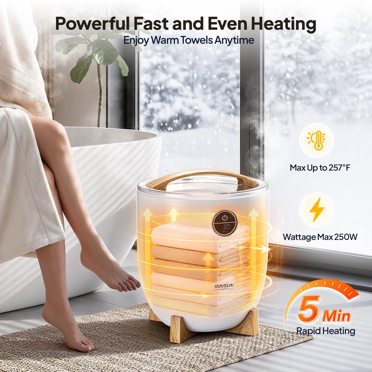 ROVSUN 14L Towel Warmer Bucket with LED Touch