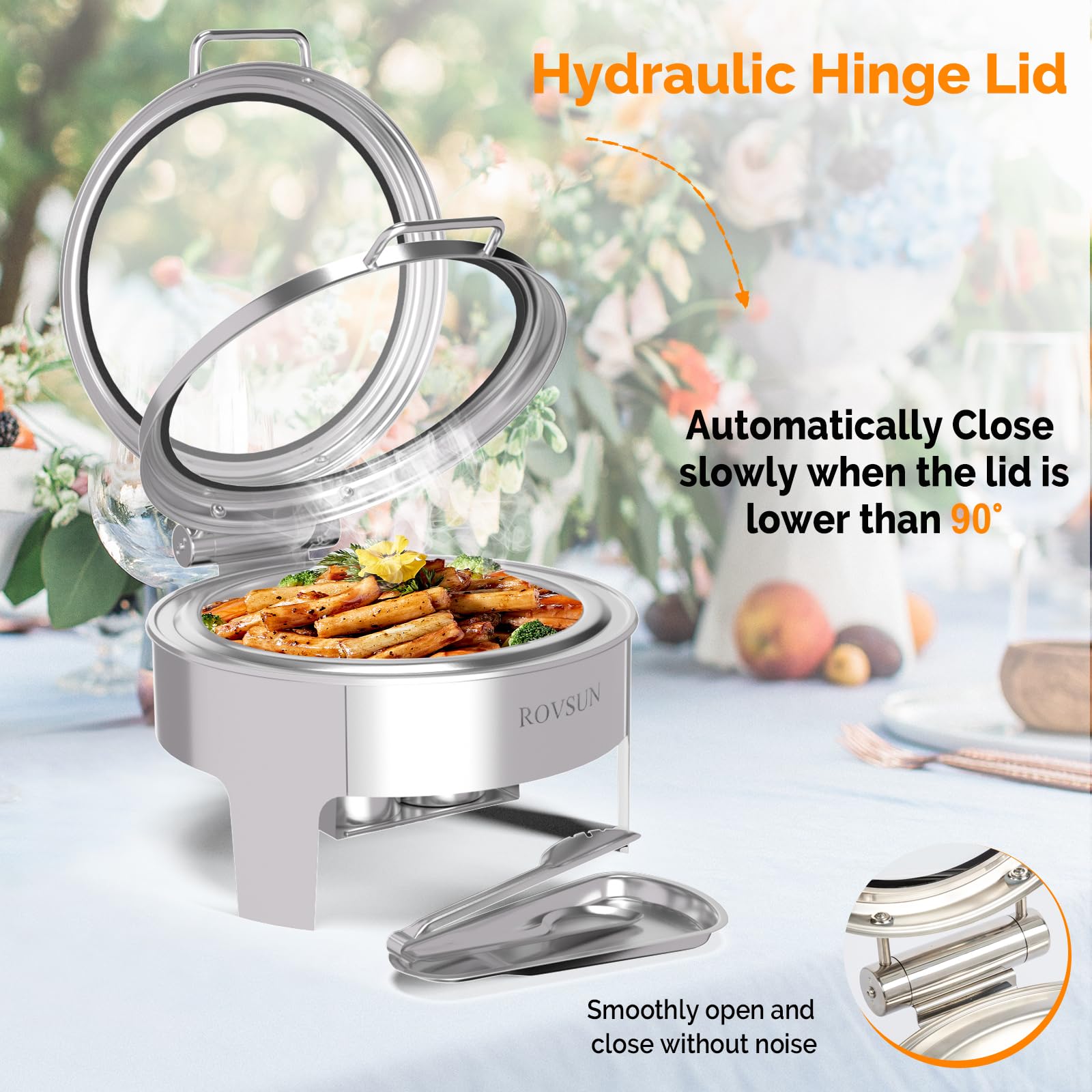 ROVSUN 6 QT Round Silver Chafing Dish Buffet Set with Serving Tong