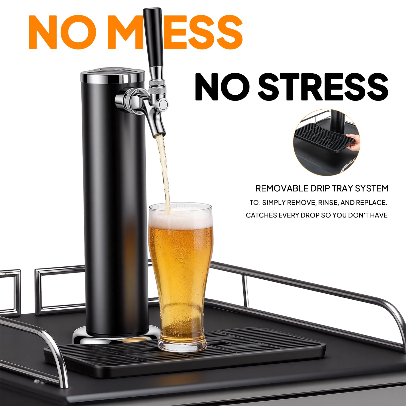 ROVSUN 5.4 Cu.Ft. Single Tap Kegerator Beer Dispenser Silver