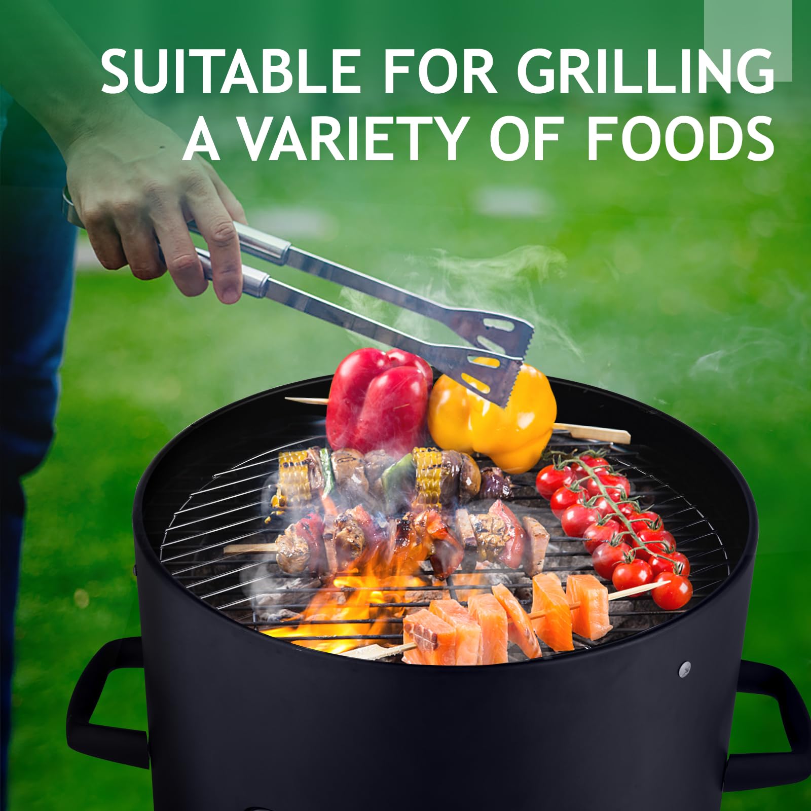 4-Tier 3-in-1 Vertical Charcoal Grill Outdoor BBQ Charcoal Smoker