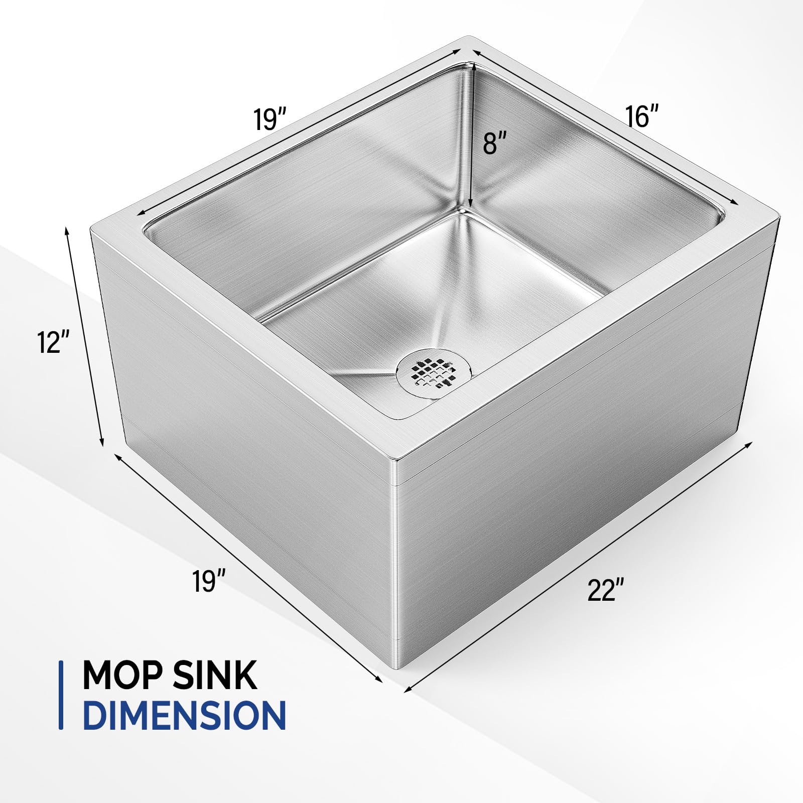 ROVSUN 19" x 22" Stainless Steel Floor Mount Mop Sink