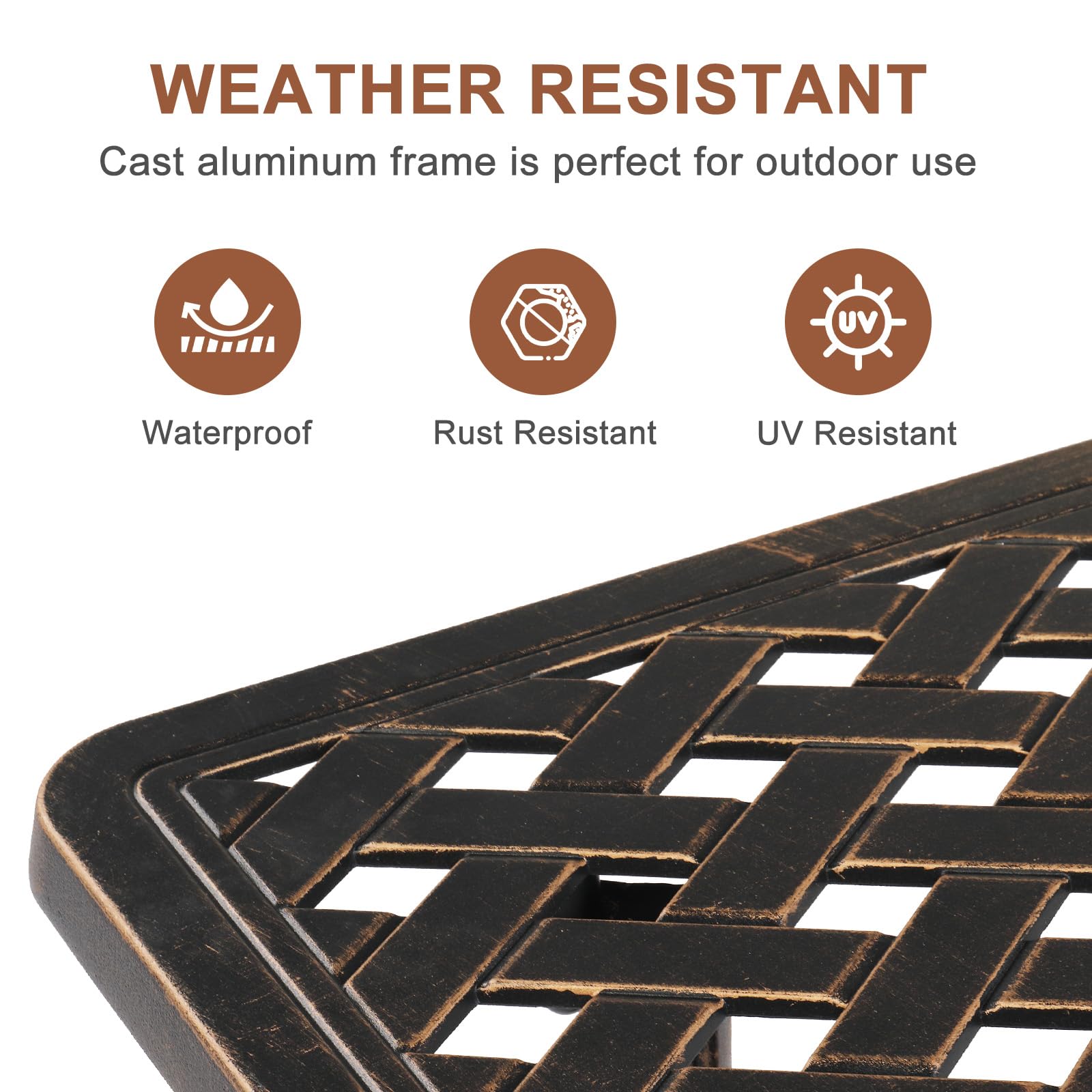 22" Sqaure Cast Aluminum Outdoor Side Table Bronze