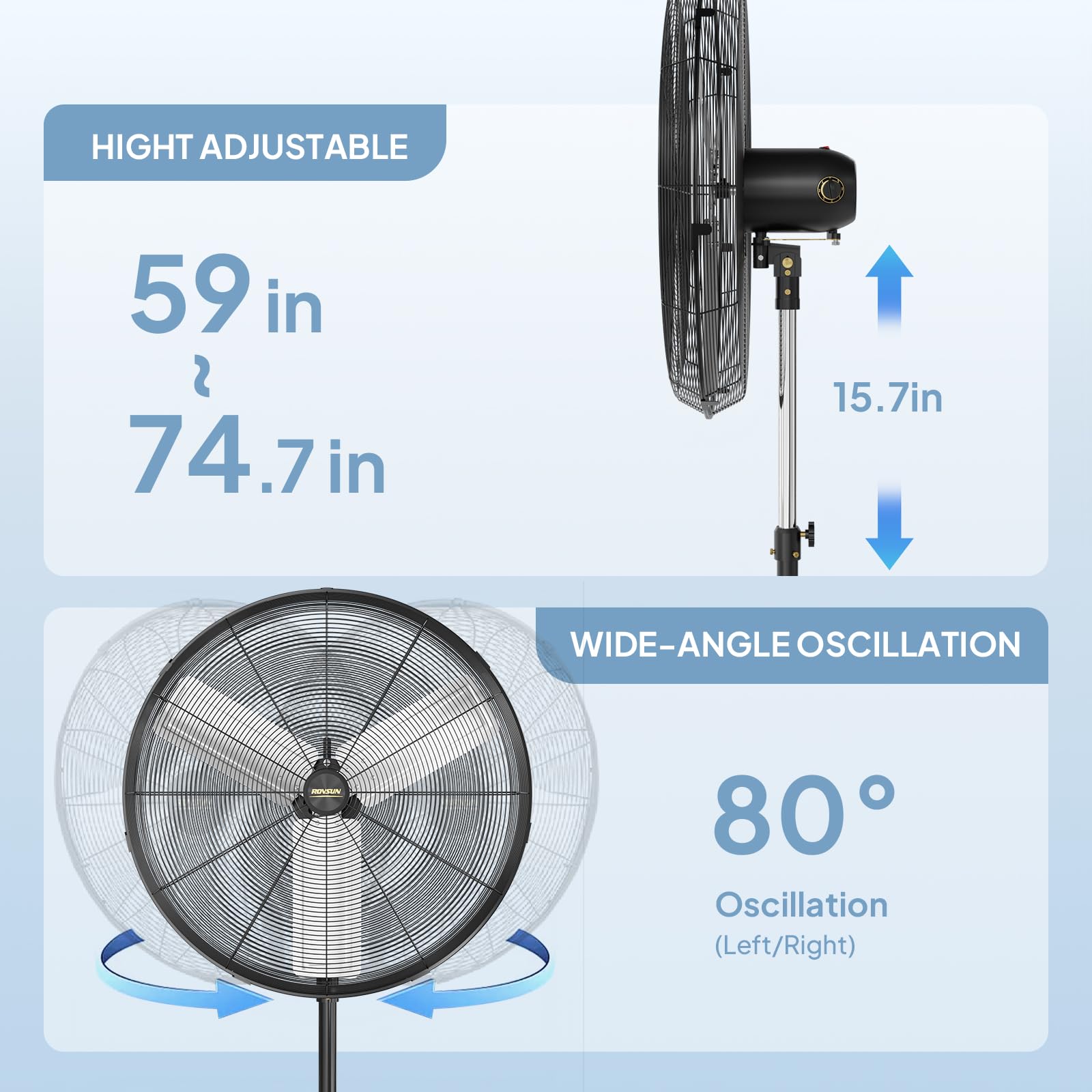 ROVSUN 30" 220W 110V Industrial Pedestal Fan