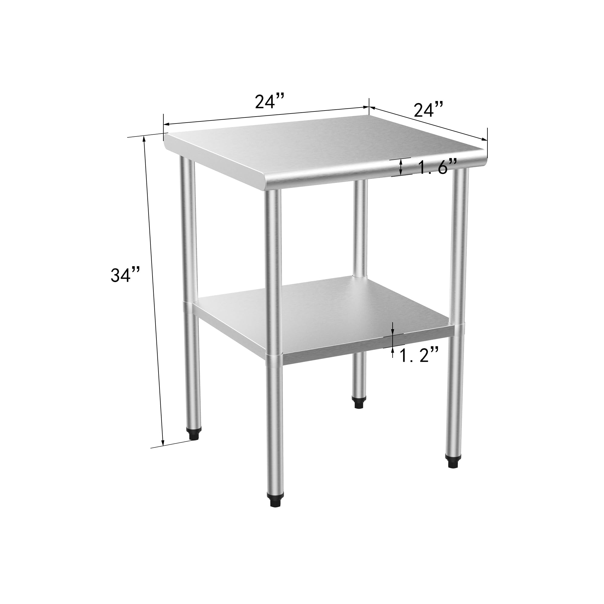 ROVSUN 24" x 24" Stainless Steel Table with Undershelf