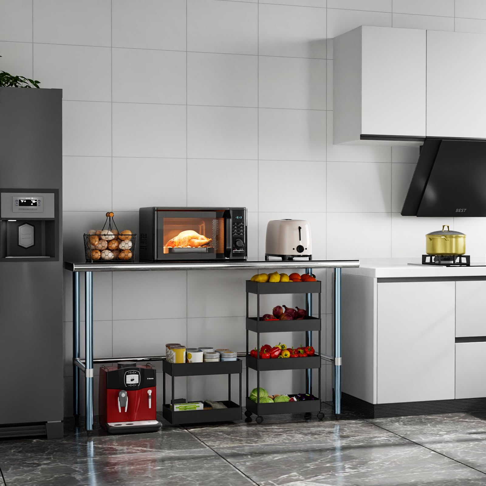 ROVSUN 60" x 24" Open Base Stainless Steel Work Table