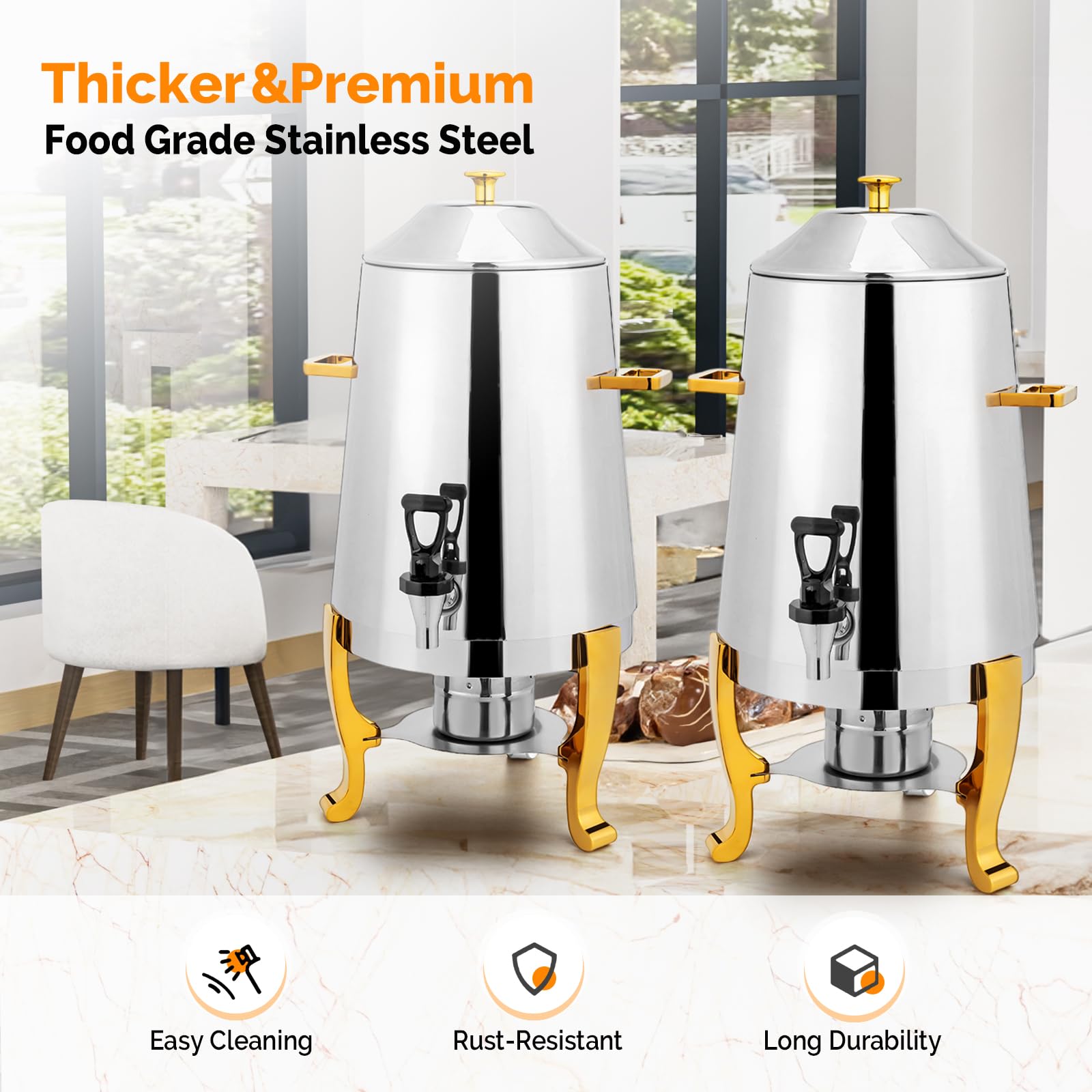 ROVSUN 3.5 Gallon Stainless Steel Coffee Chafer Urn with Fuel Holder