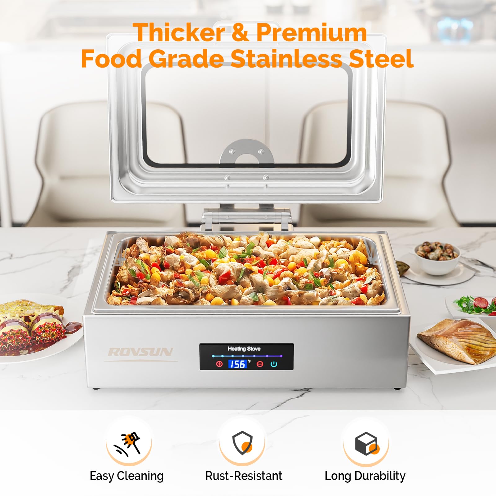 ROVSUN 9 QT Electric Chafing Dish Buffet Set with Temp Control