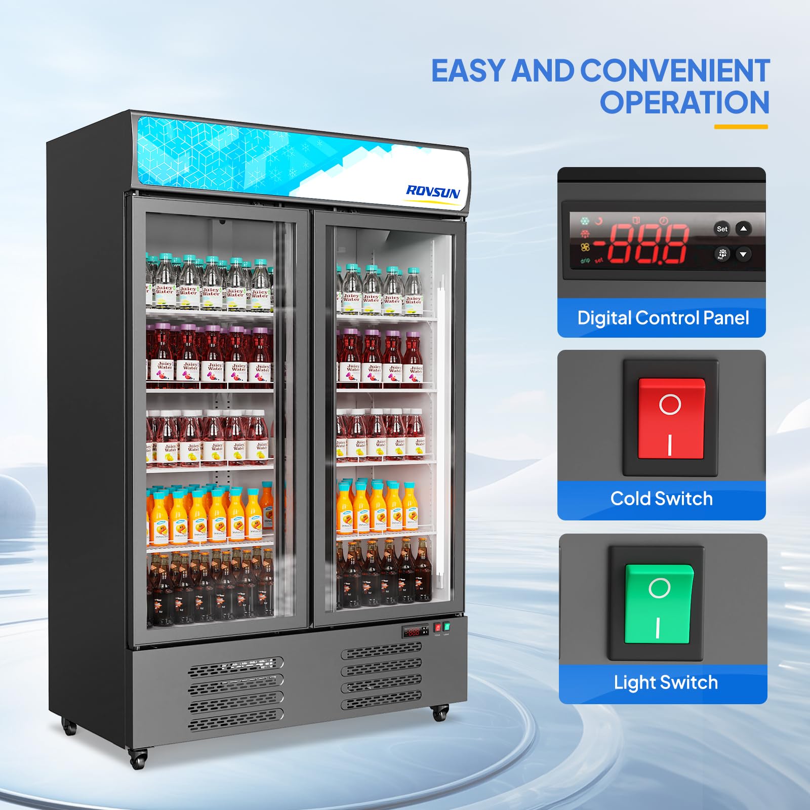 ROVSUN 50" 35 Cu.Ft. 370W 115V Black Beverage Refrigerator