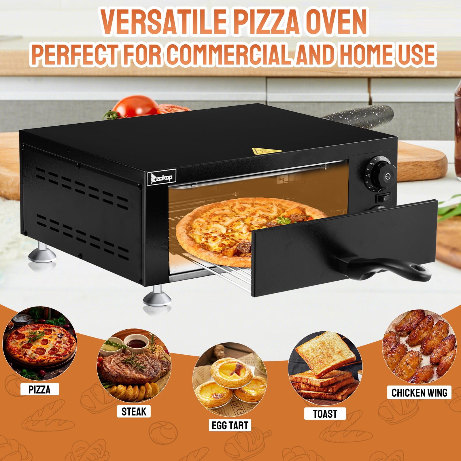 12" 1100W 110V Single Deck Pizza Oven Countertop Black