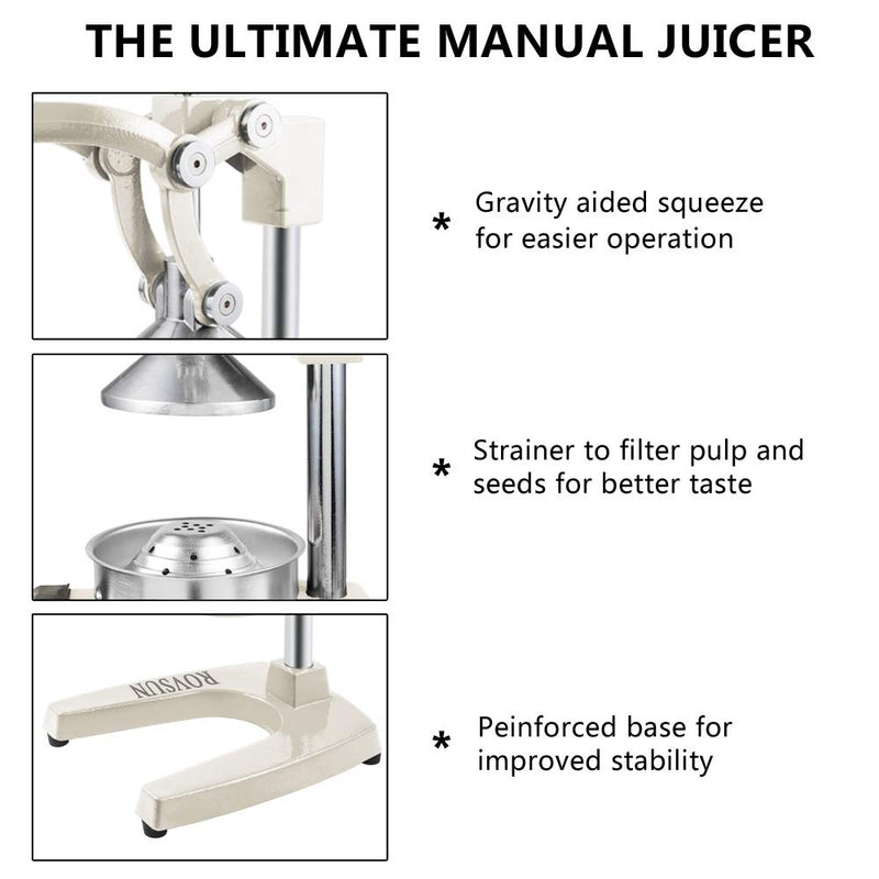 ROVSUN Commercial Manual Citrus Juicer Heavy Duty White