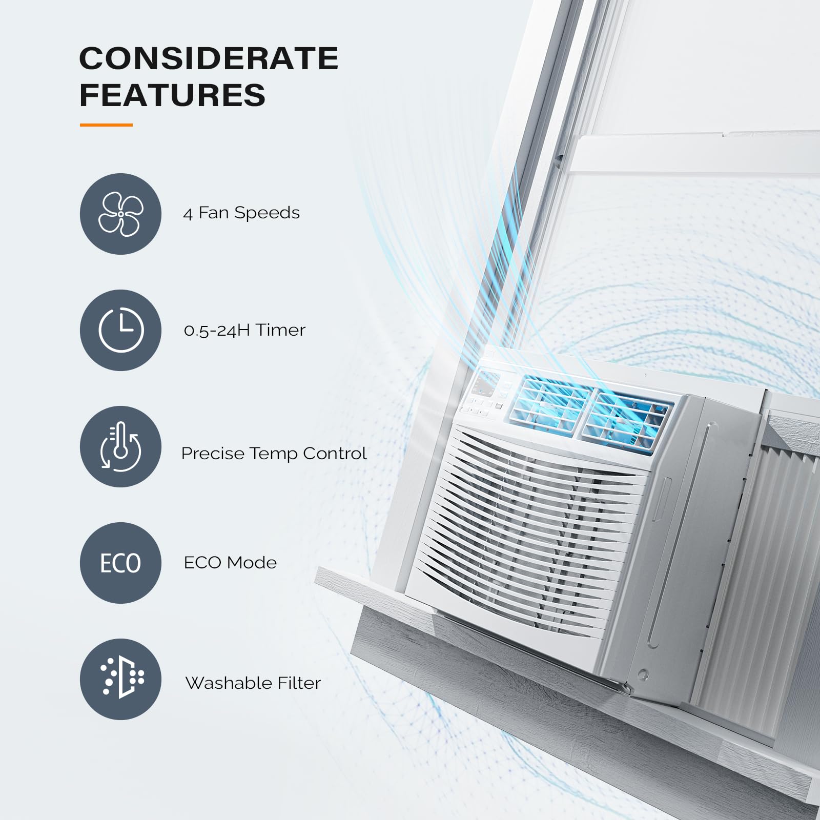 ROVSUN 2,3200 BTU 230V Window Air Conditioner with Heat & Wifi/APP & Install Kit
