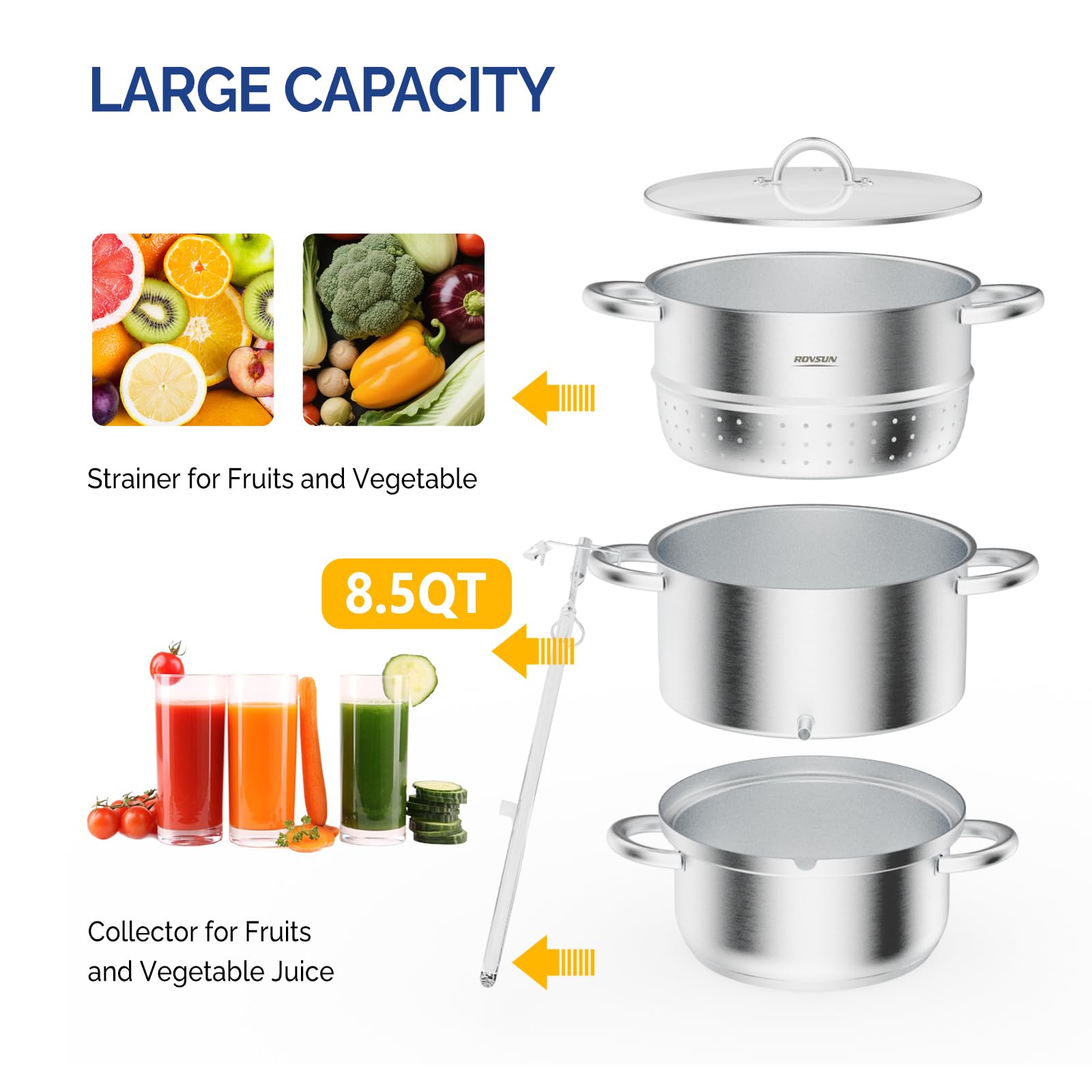 ROVSUN 8.5 QT Stainless Steel Juice Steamer Pot