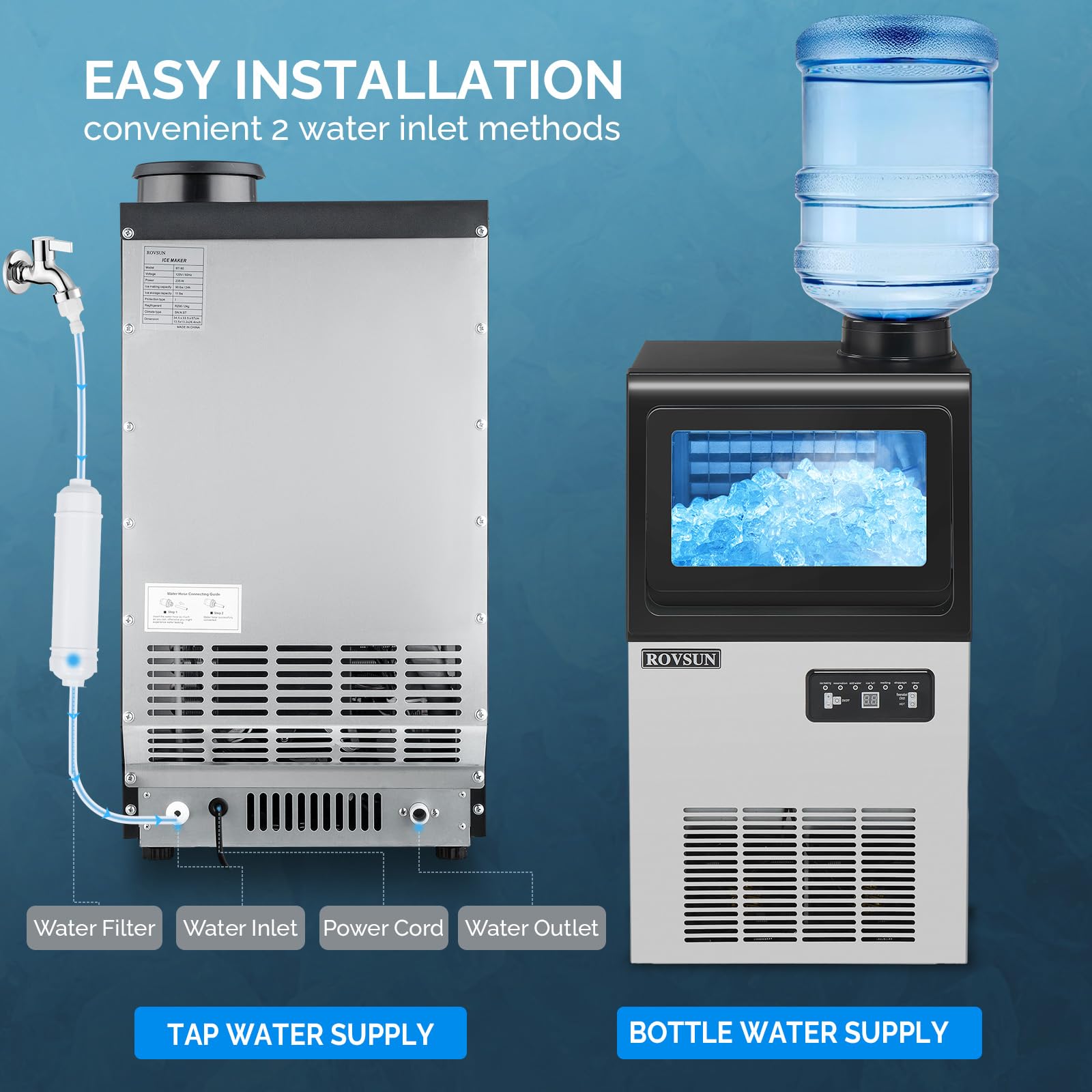 ROVSUN 13" 90 lb. 235W 115V Air Cooled Ice Machine Maker Countertop