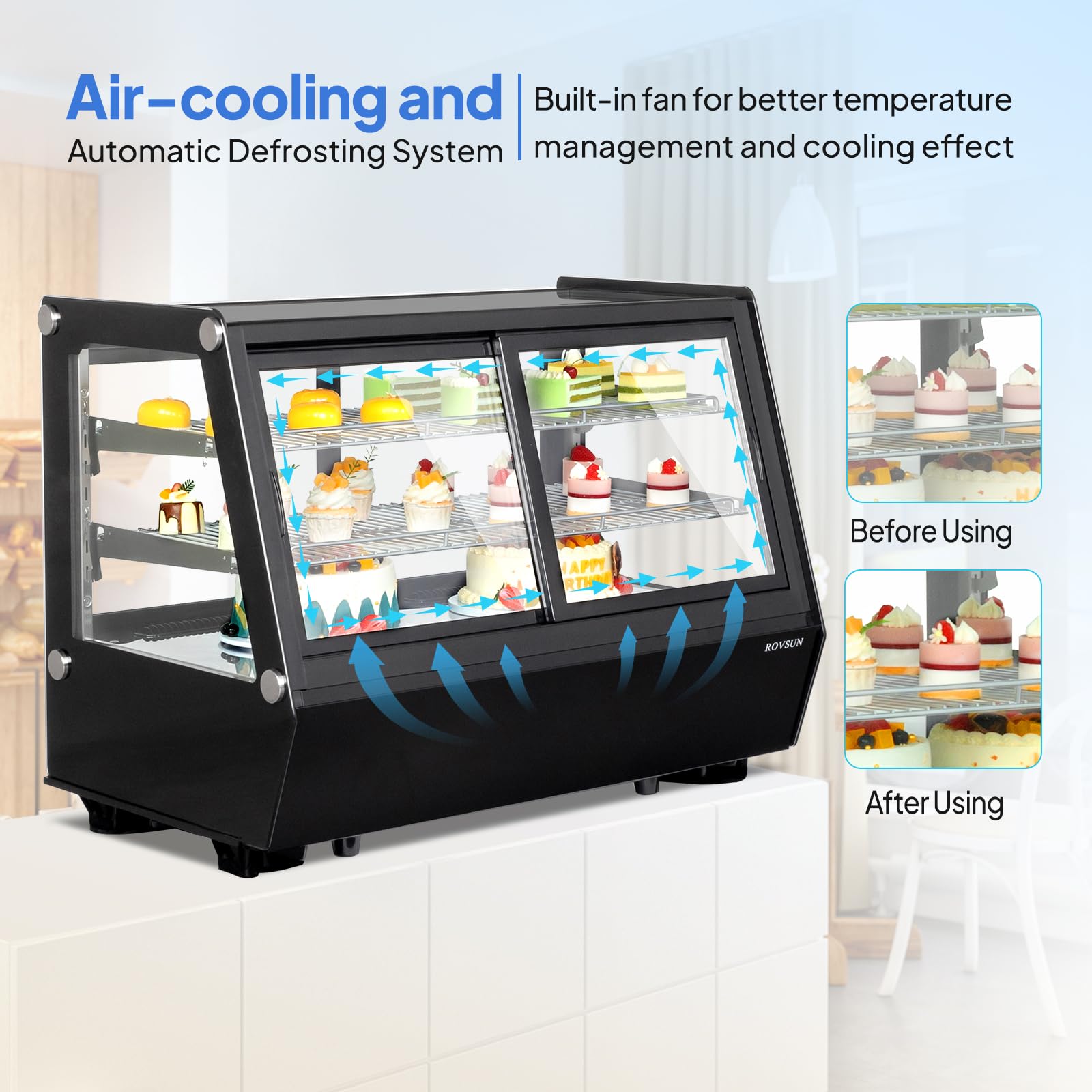 ROVSUN 35" 5.8 Cu.Ft. 230W 110V Black Refrigerated Bakery Display Case