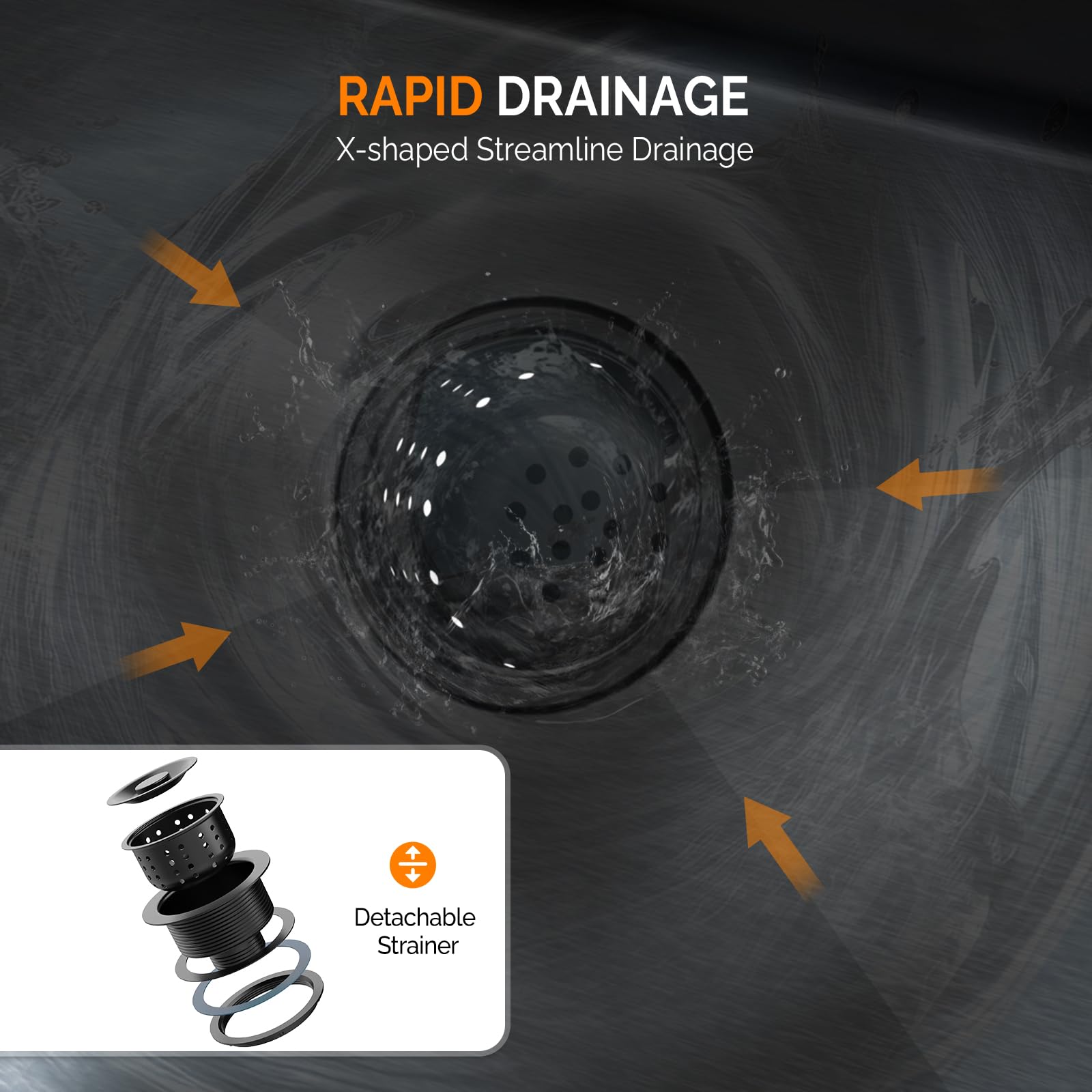 ROVSUN 30" x 19" Undermount Stainless Steel Sink for Kitchen Black