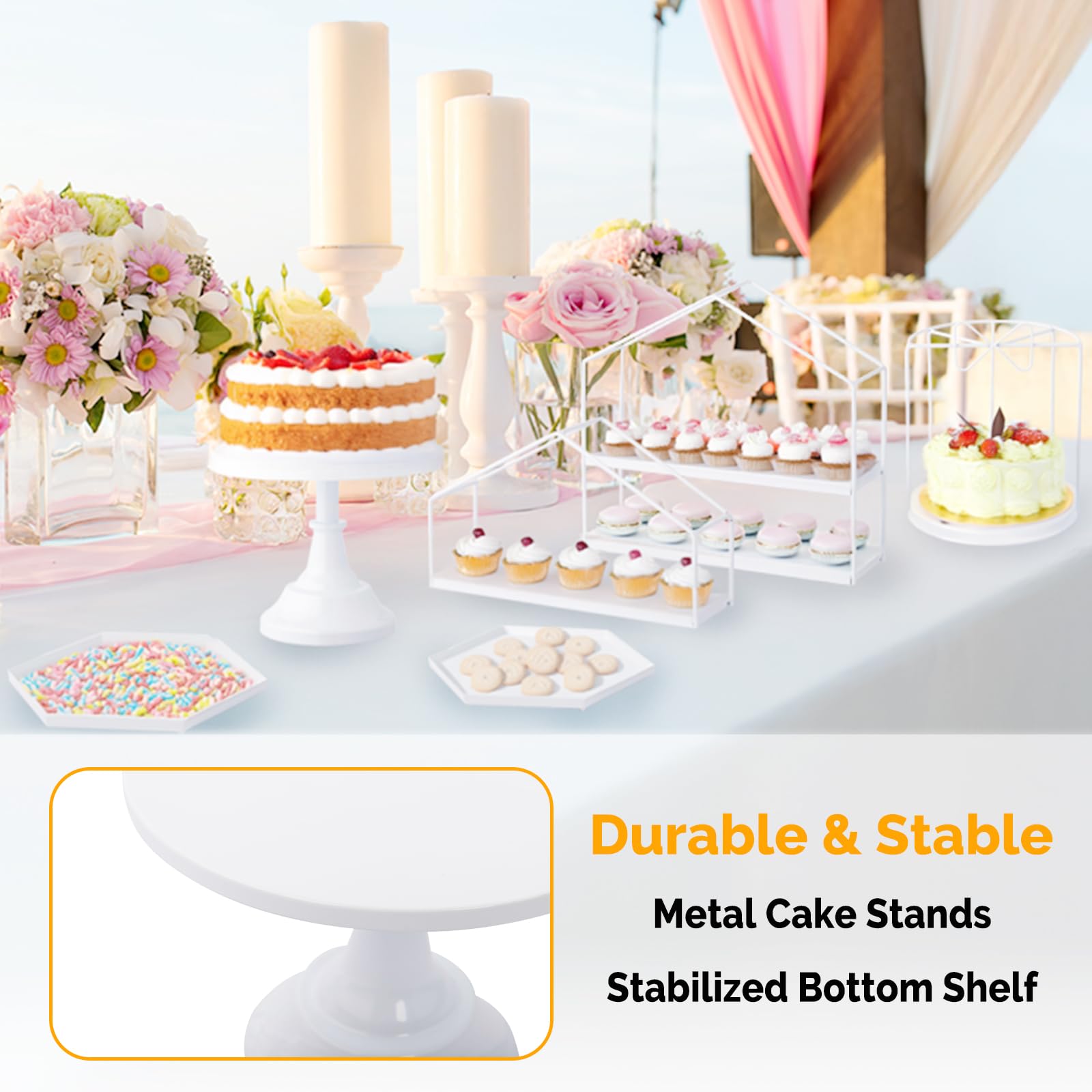 ROVSUN 7 PCS White Cake Stand Set