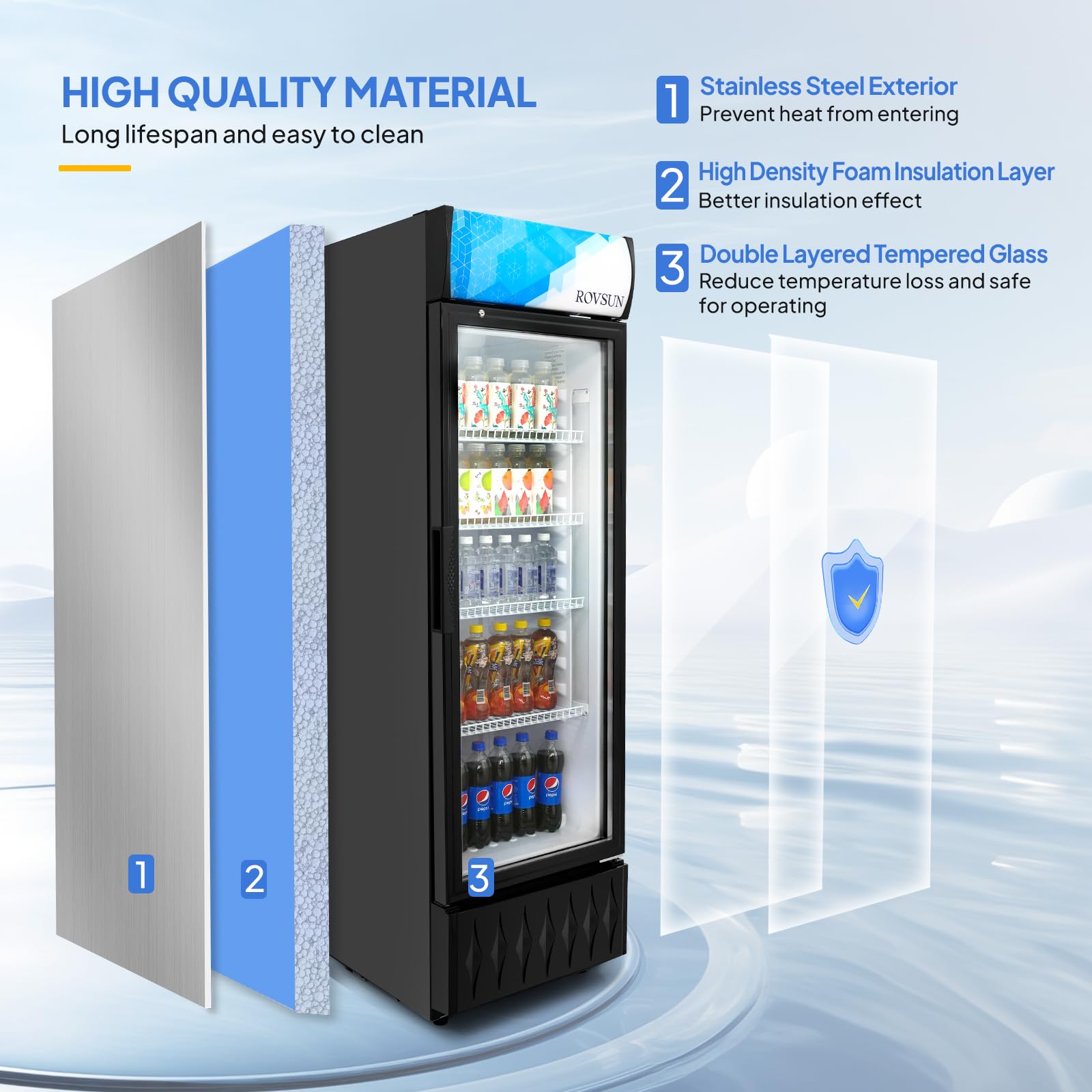 ROVSUN 21" 8.1 Cu.Ft. 240W 115V Black Beverage Refrigerator