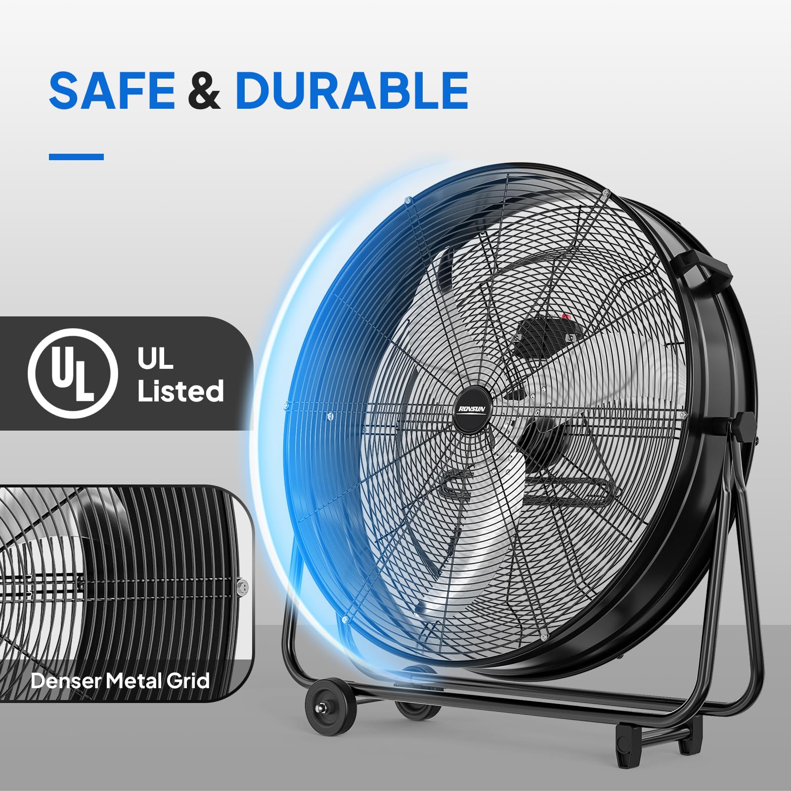 ROVSUN 30" 230W 110V Black Drum Fan